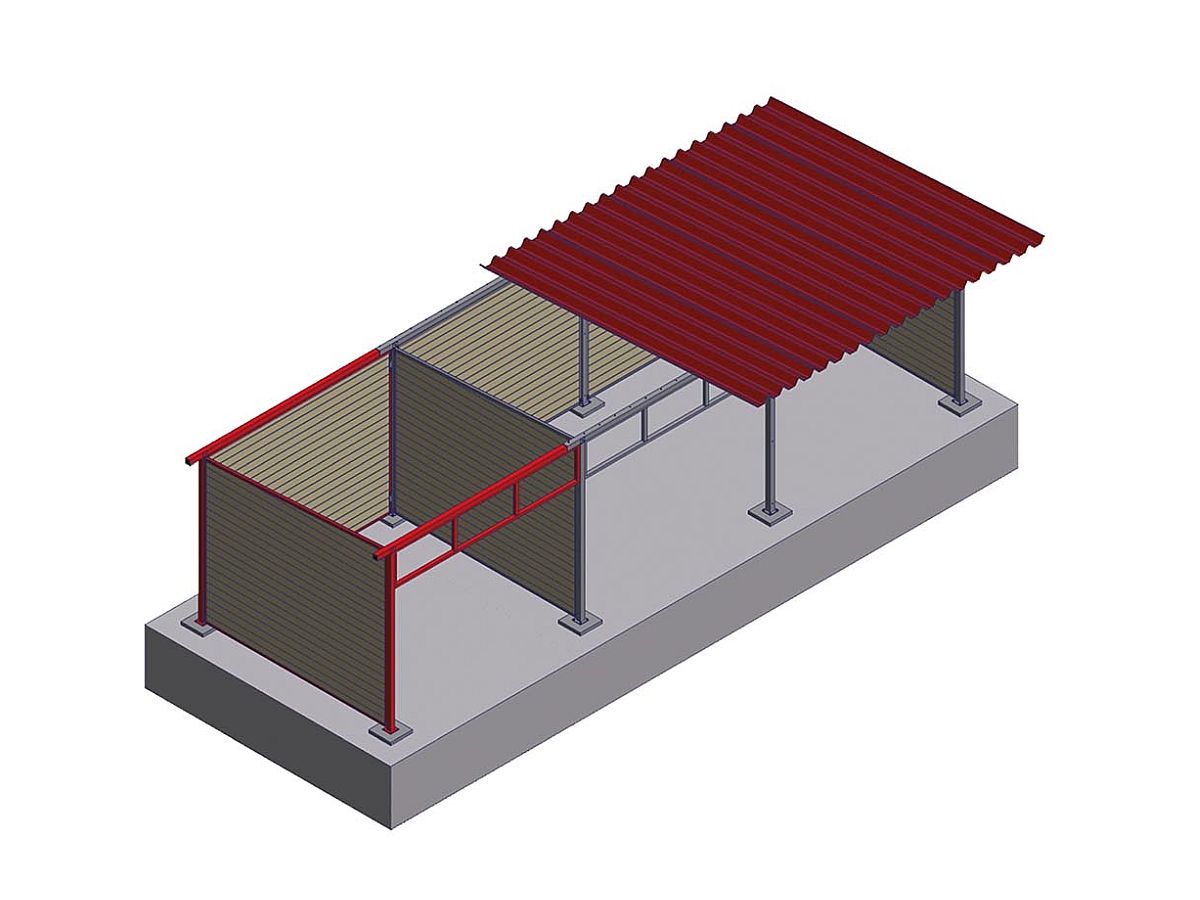 Growi Anbausatz für Weidehütte 3,5 x 3,5 m, Sattelkammer & Heulager, Montageschema