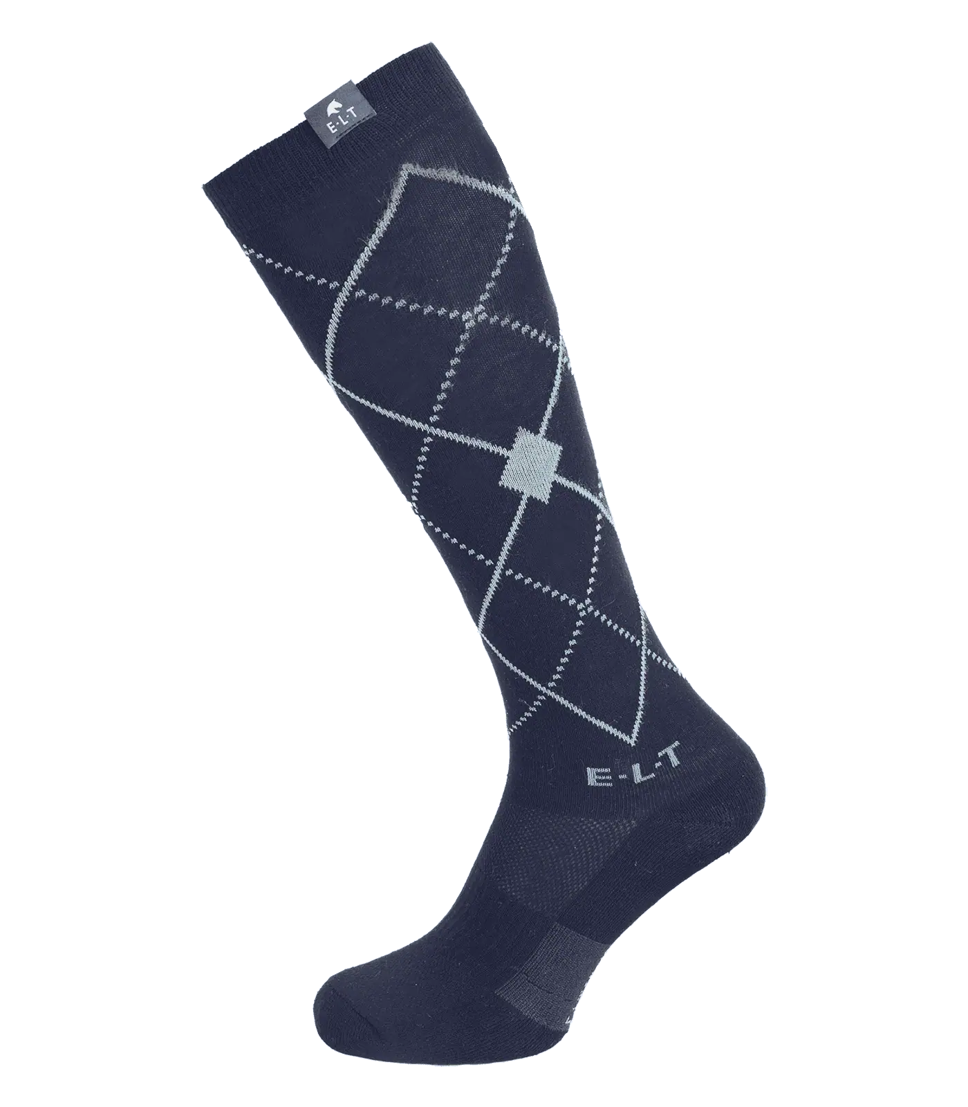 Chaussettes d'équitation ELT Argyle, motif carreaux, respirantes, 43-46, bleu profond/bleu pierre