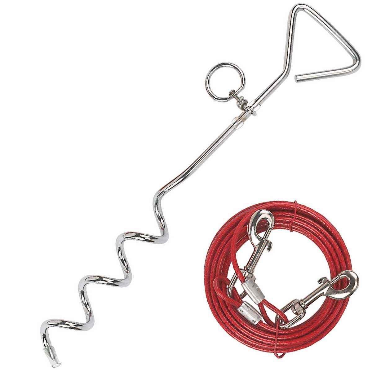 Kerbl Spirale di fissaggio per cani con guinzaglio 6 m, fino a 30 kg, contenuto della confezione