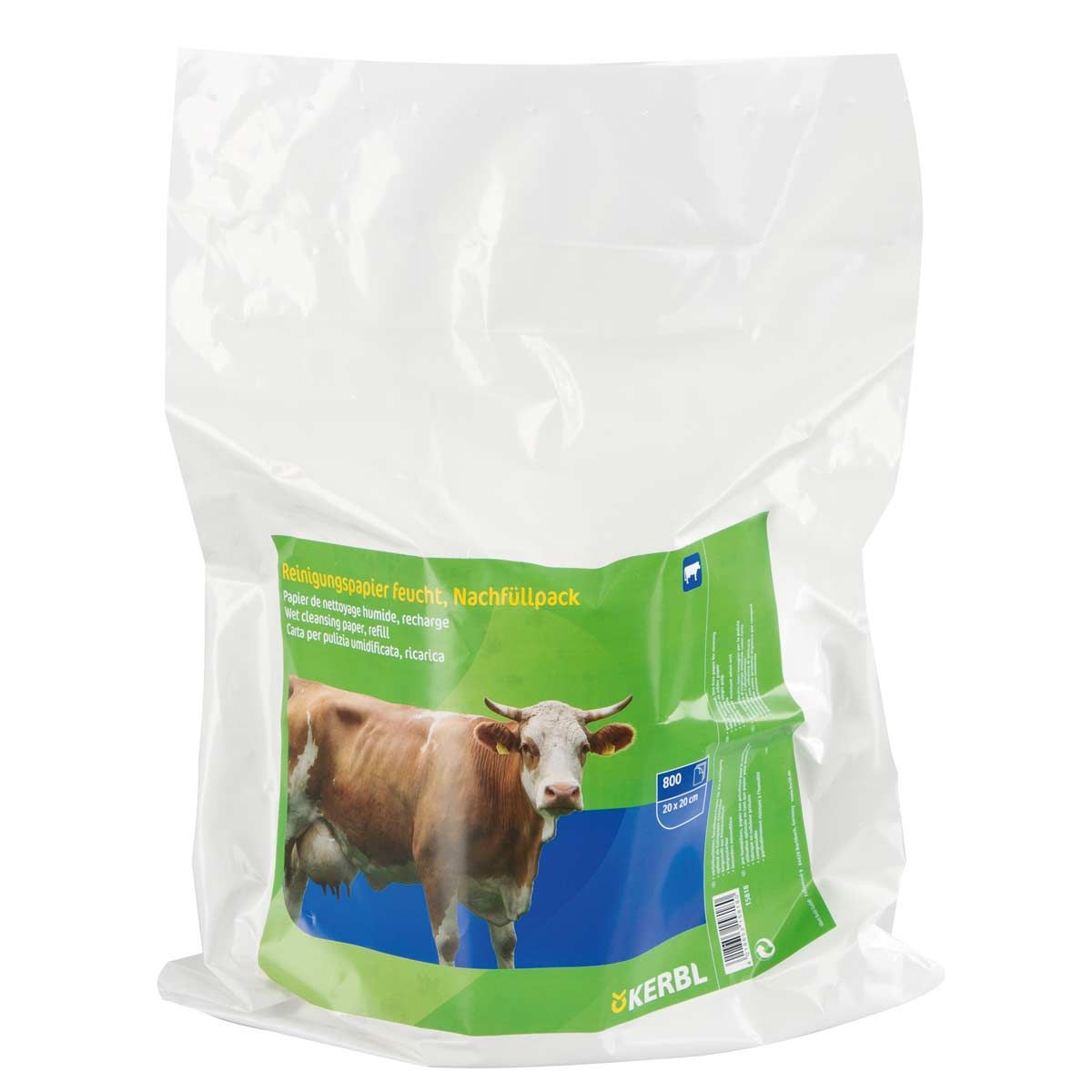 Kerbl Papier de nettoyage pour mamelles humide, recharge 800 feuilles, emballage