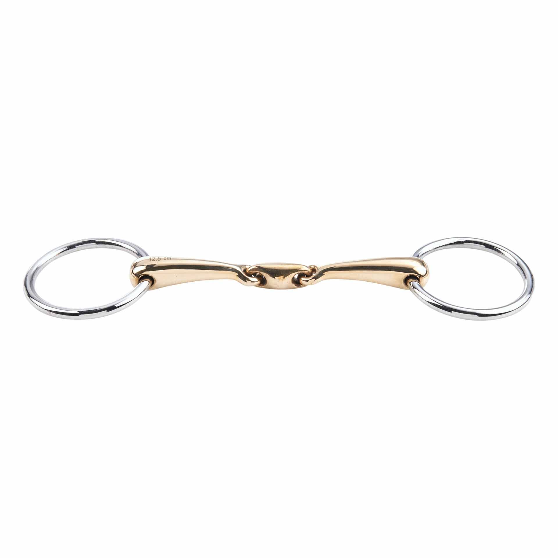 BUSSE Loose Ring Snaffle Bit KAUGAN 14 mm, Double Jointed, front view