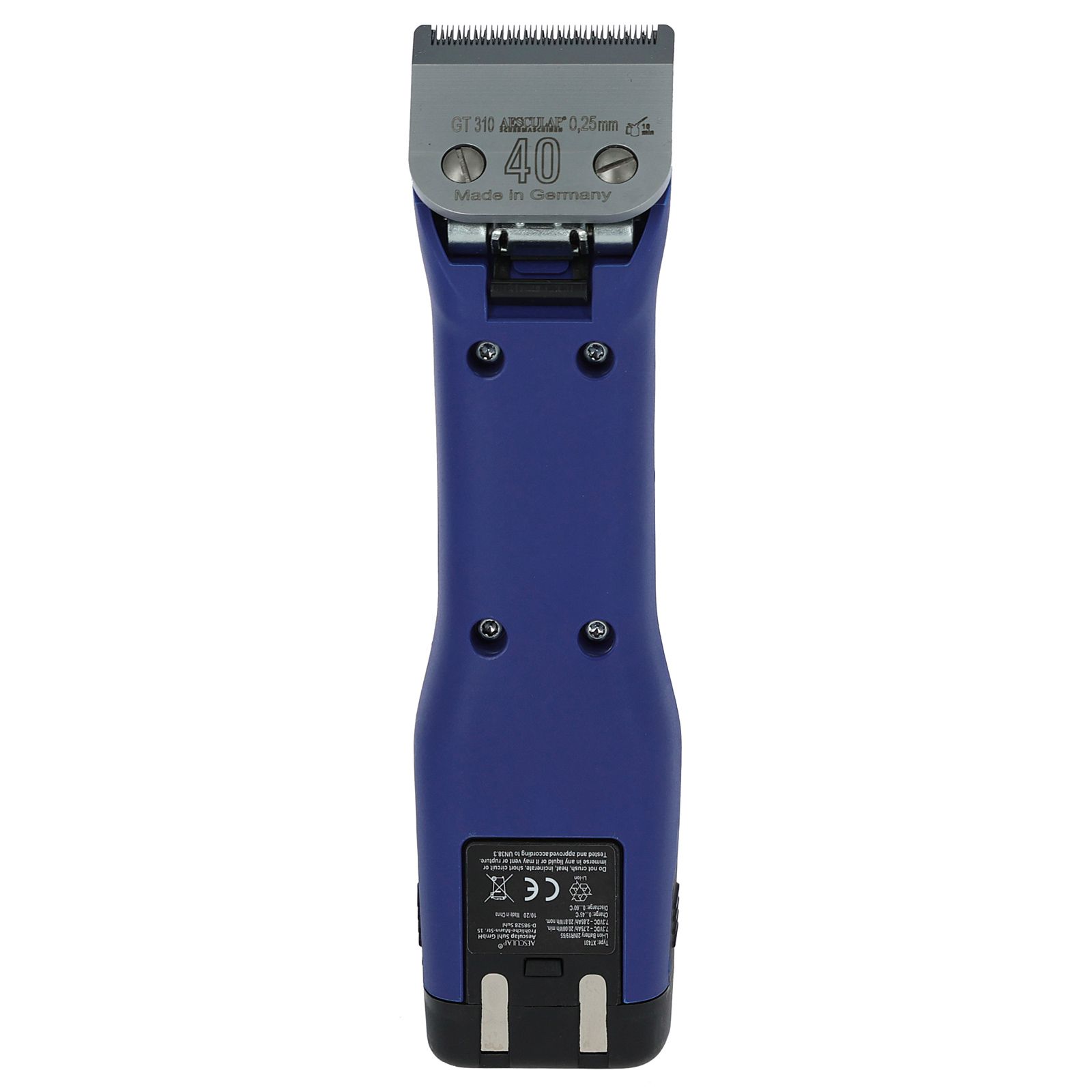 Aesculap Durati VET Battery Clipper for Vets, 0.25 mm Head, rear view