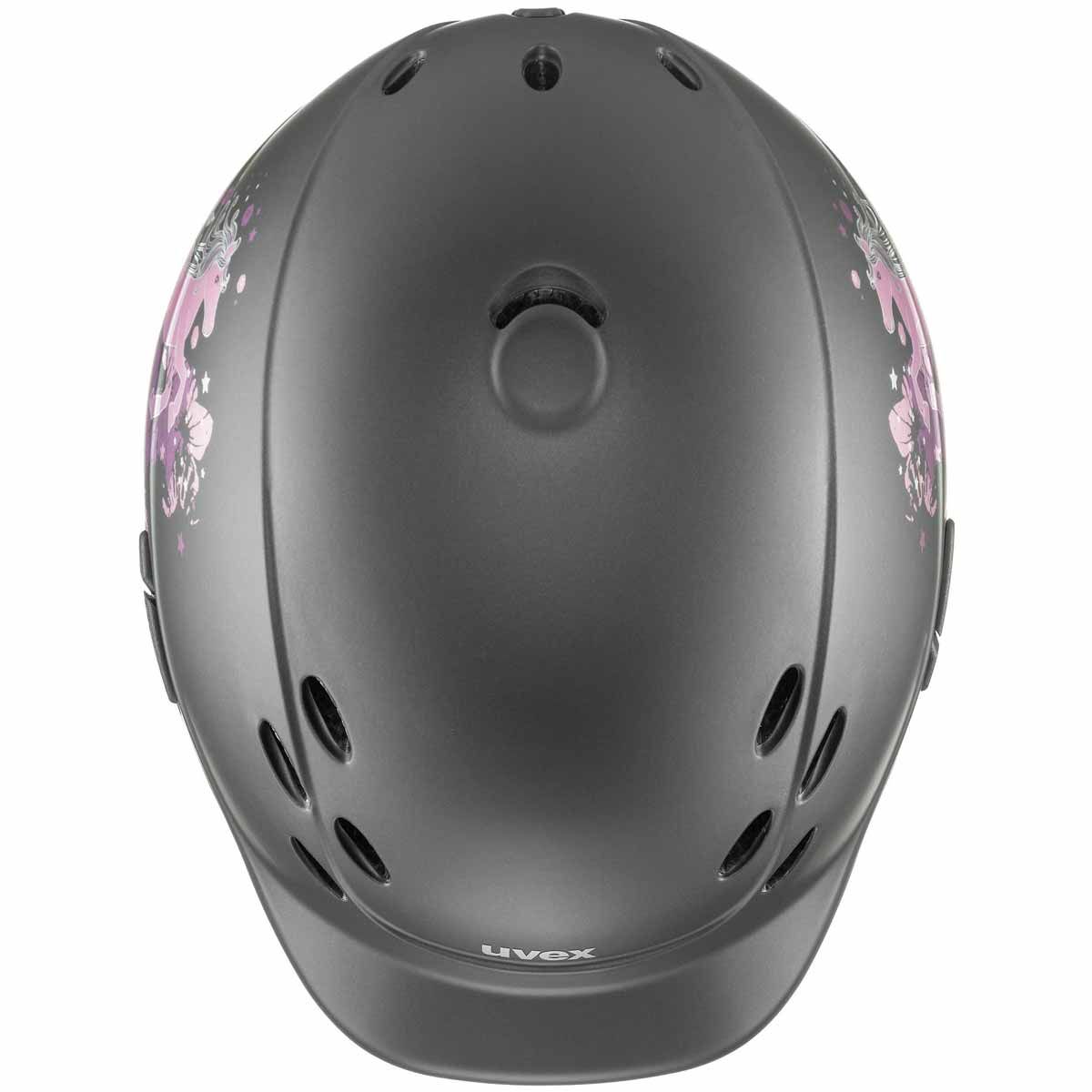 Casco da equitazione uvex onyxx decor bambini, motivo principessa e pony, vista dall'alto