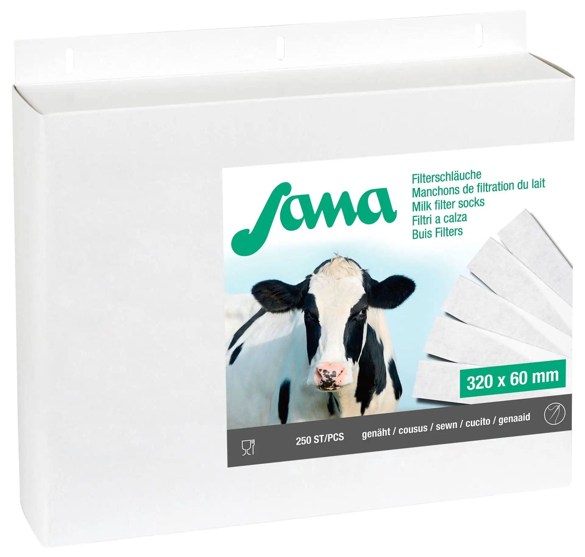 Kerbl Filtre à lait Sana cousu, 250 x 57 mm, 75g (250 pièces), 75g (200 pieces)