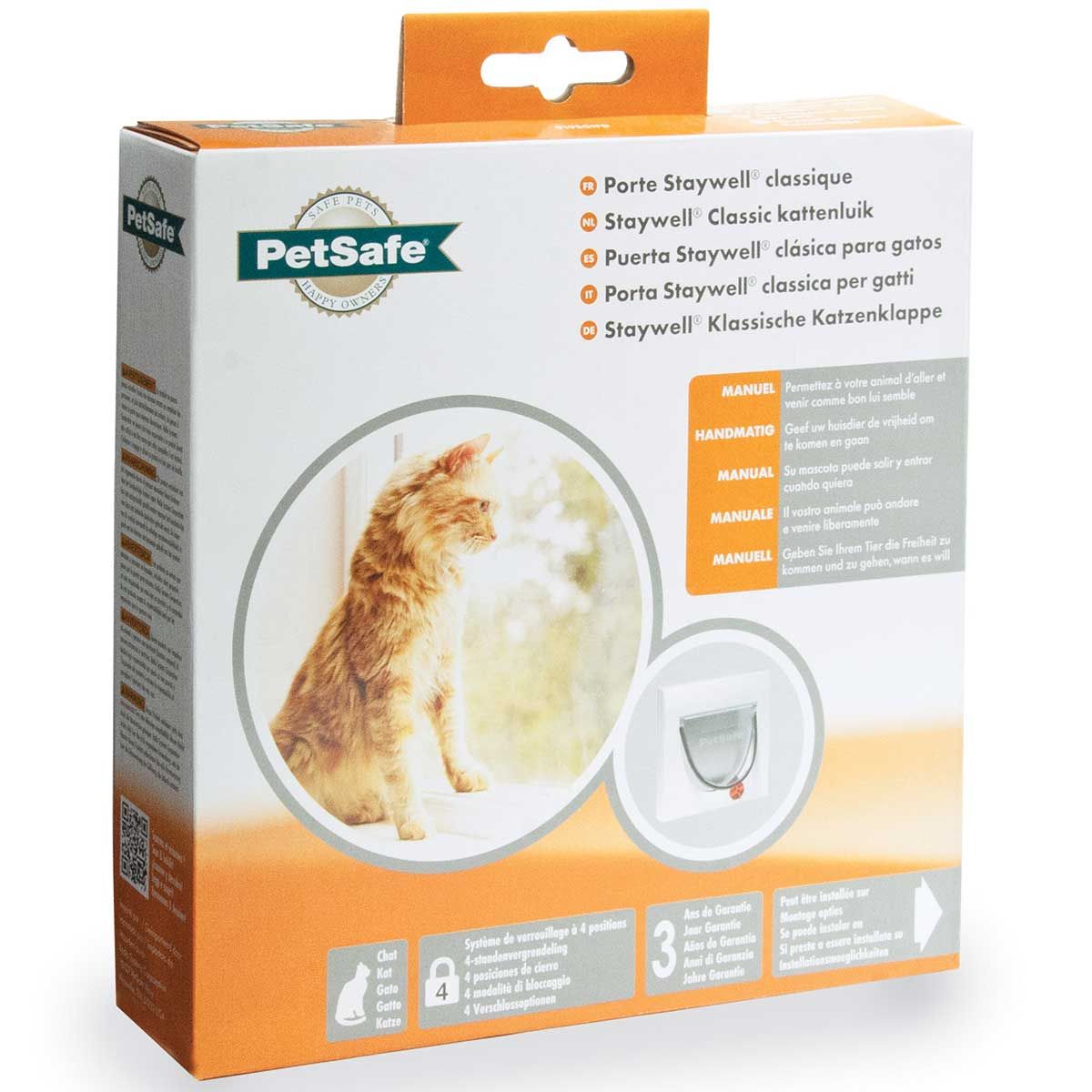 PetSafe Staywell 919 Katzenklappe, 4-Wege-Verschluss für dünne Türen, Verpackung