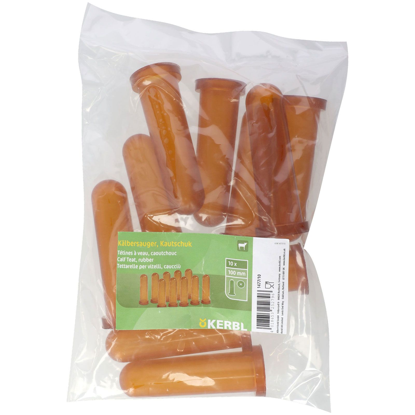 Tétine pour veaux caoutchouc 100 mm (pack de 10)