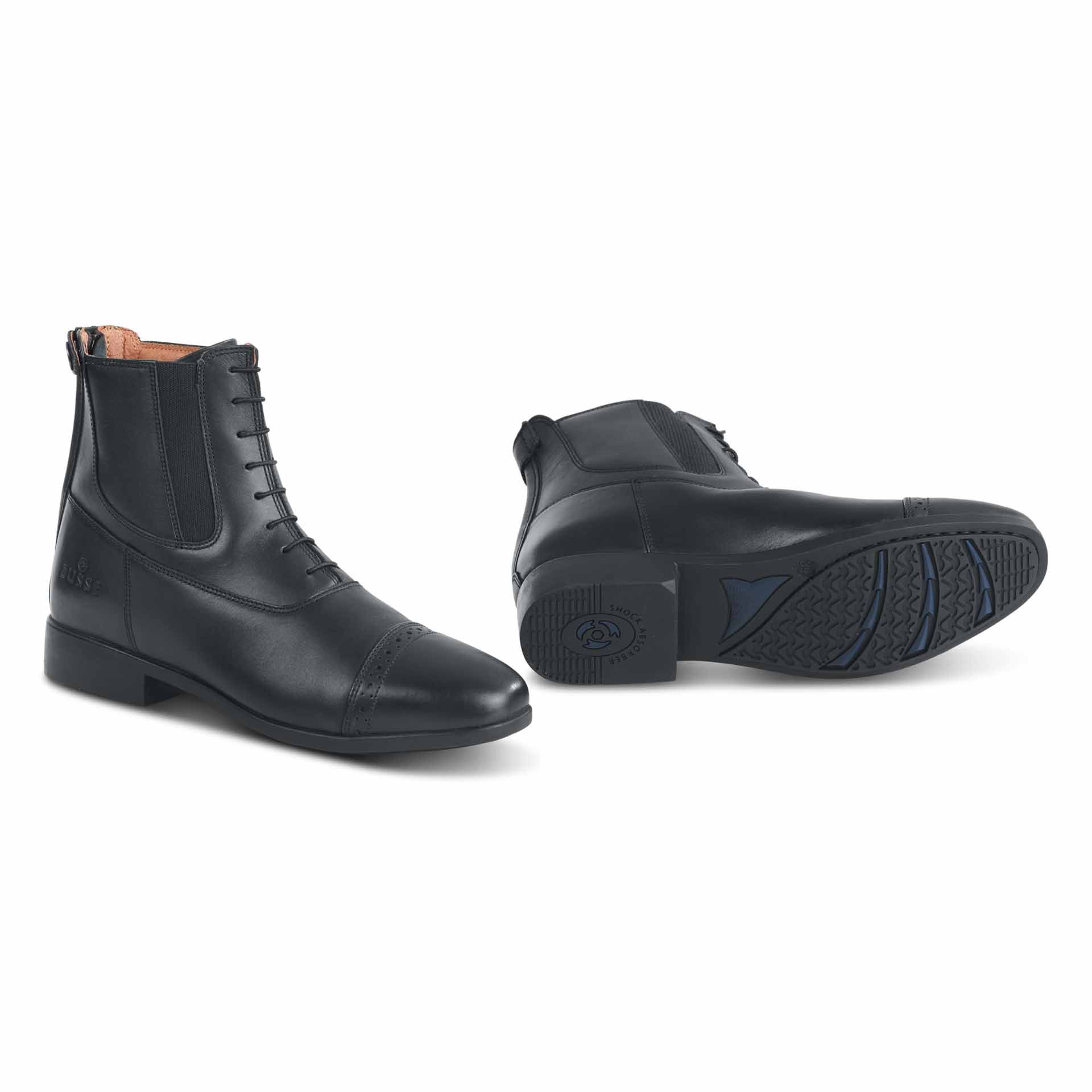 BUSSE Jodhpur Ankle Boots APIA-LACES, Brogue Design with Zipper