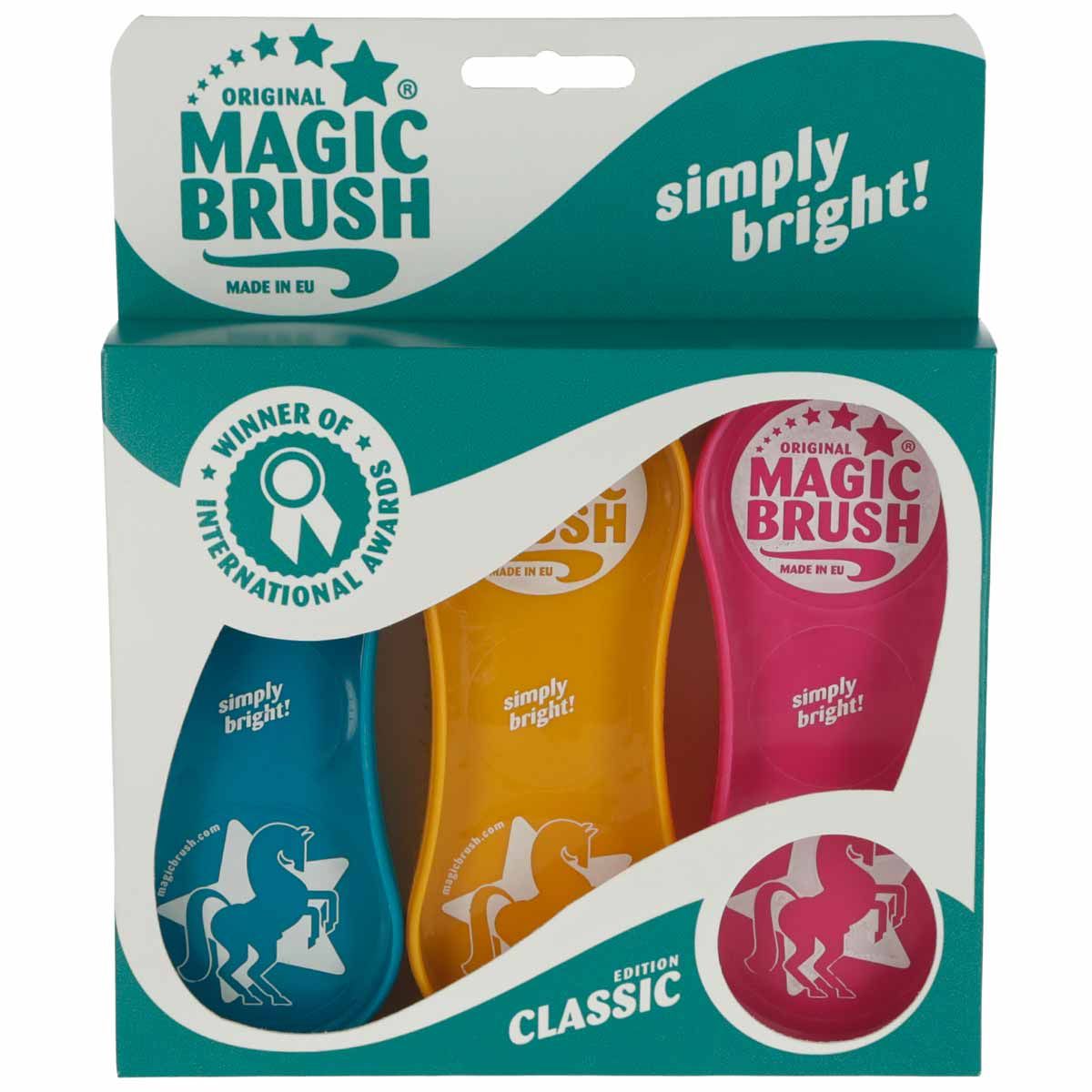 MagicBrush Classic Horse Brush Set of 3 for Coat, Leg and Hoof Care, packaging