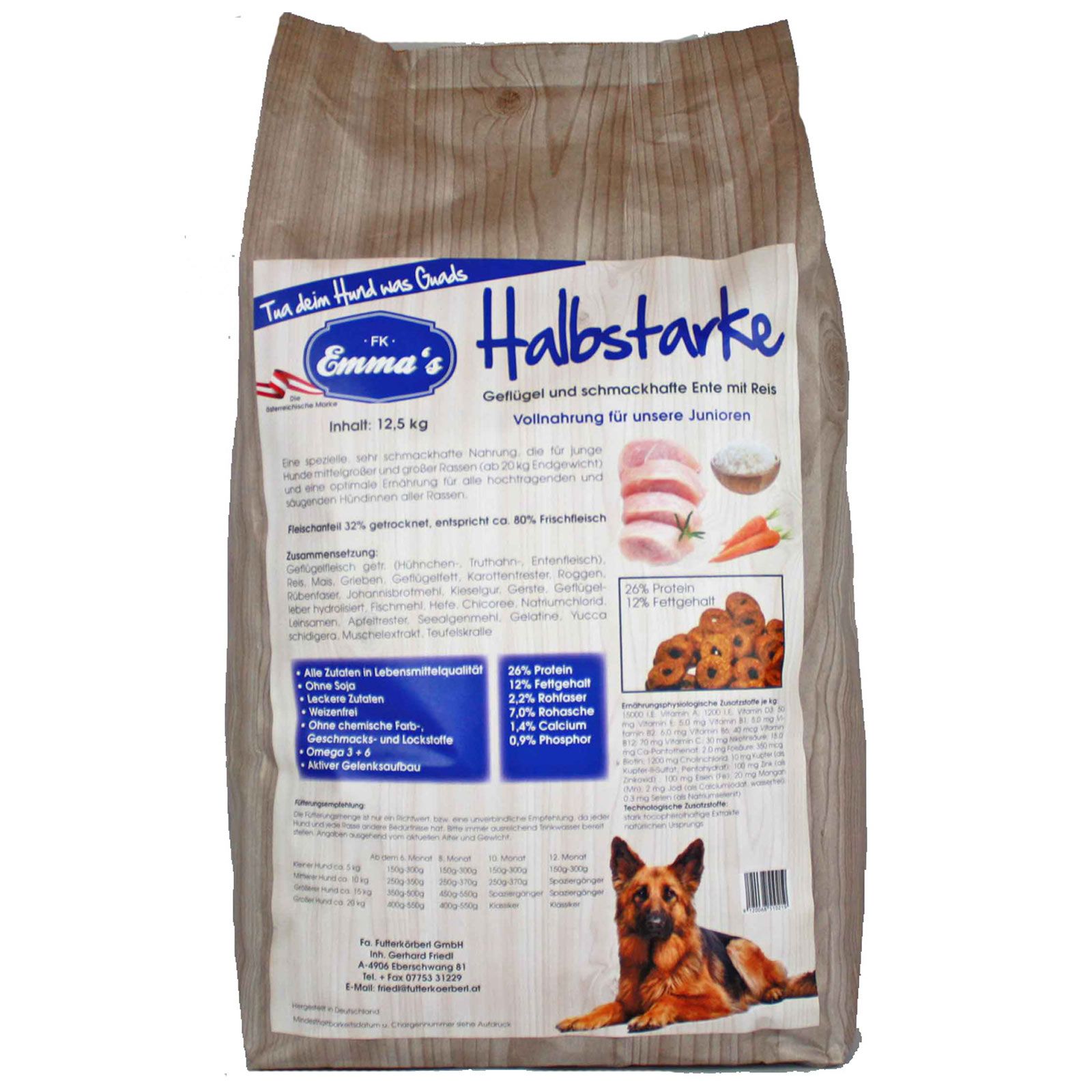 Emmas Hundfoder halvt torrfoder 12,5 kg