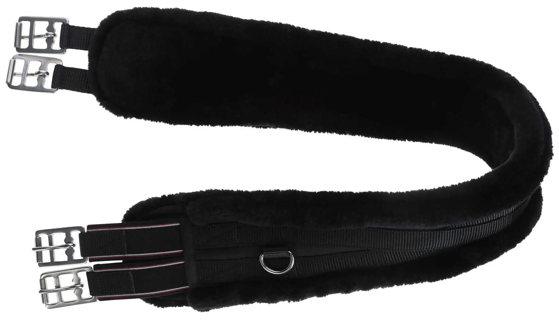 Saddle strap with faux fur black, 110 cm
