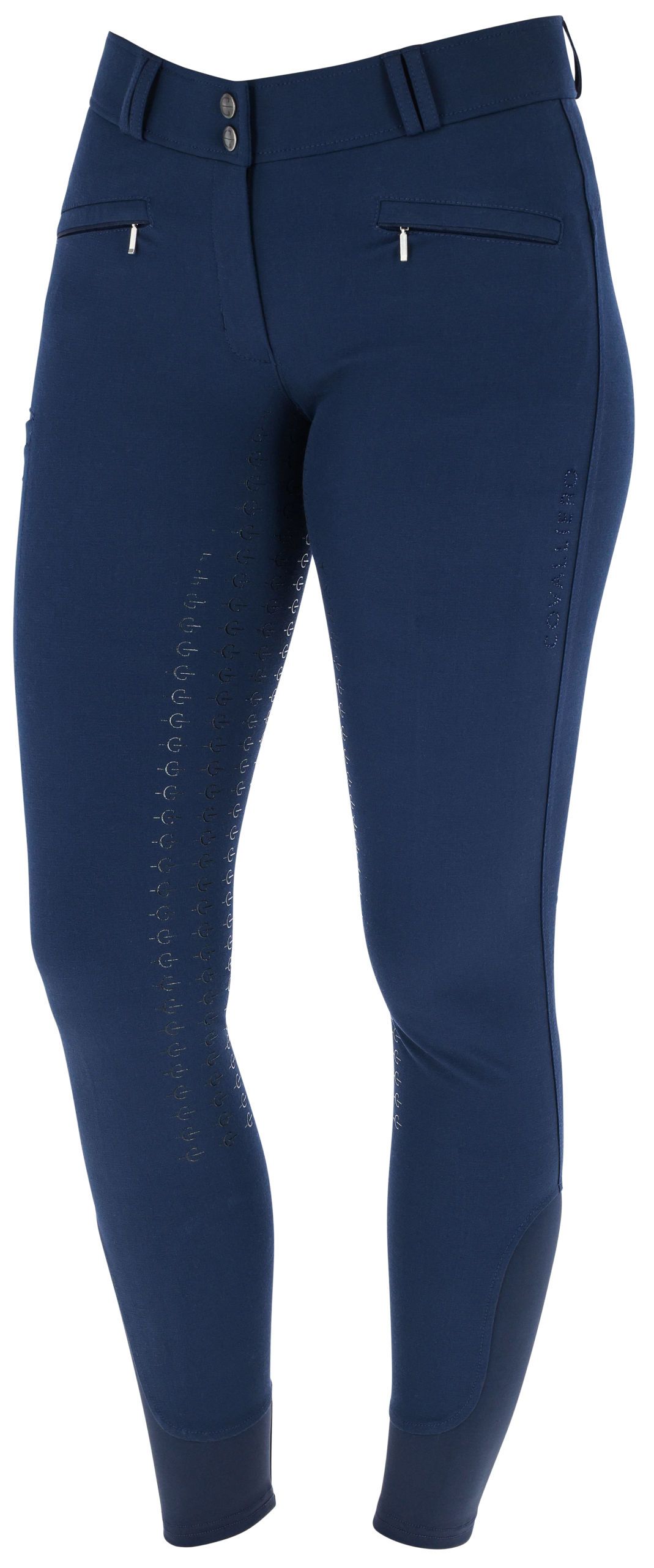 breeches, riding pants, zippered pockets, elastic waistband, blue