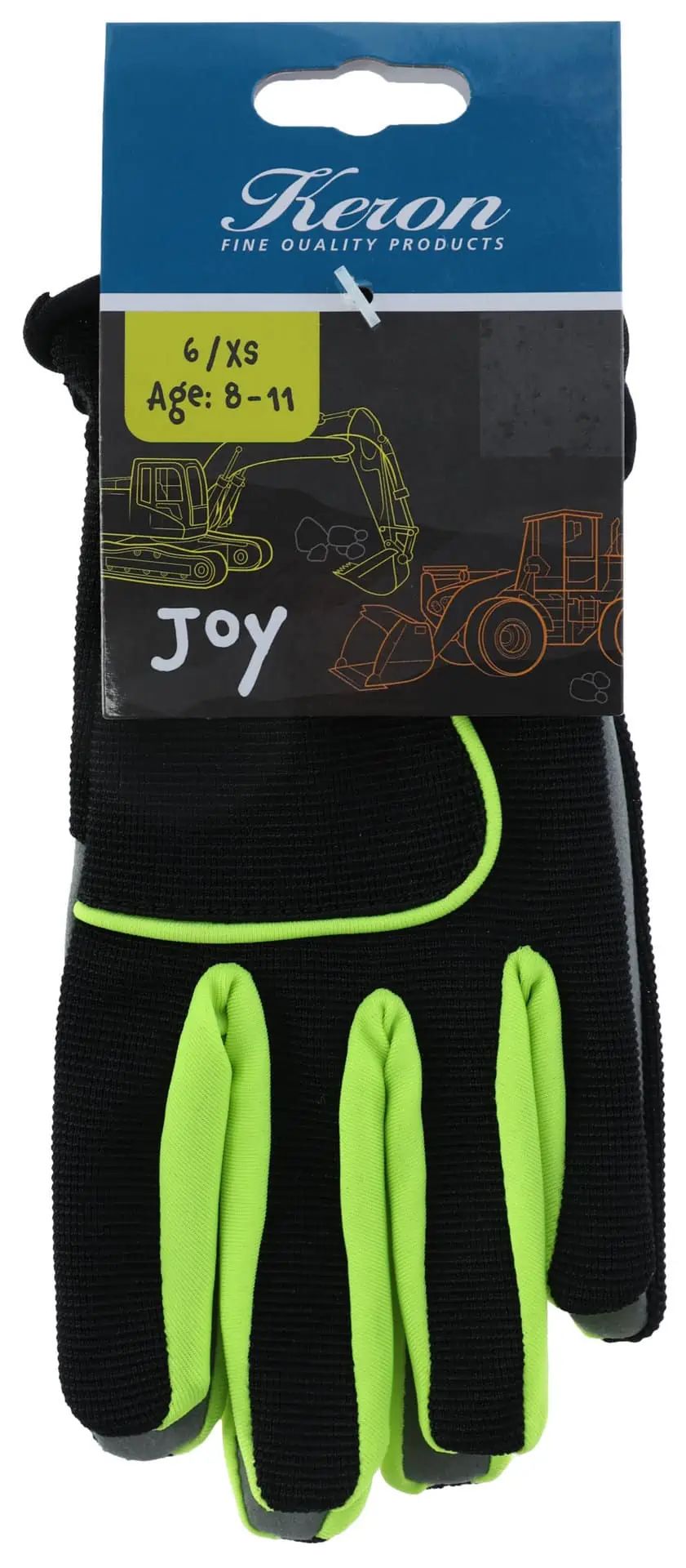Kerbl Kinderhandschuh Joy 8-11 Jahre offene Stulpe, schwarz-neon