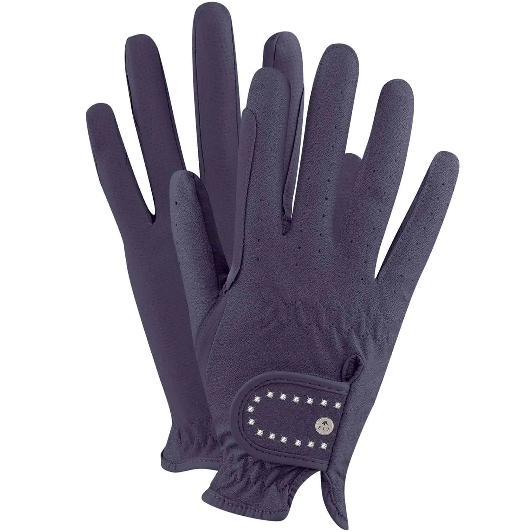 Gant d'équitation ELT Allround - adhérent, respirant, aspect cuir, bleu nuit, M