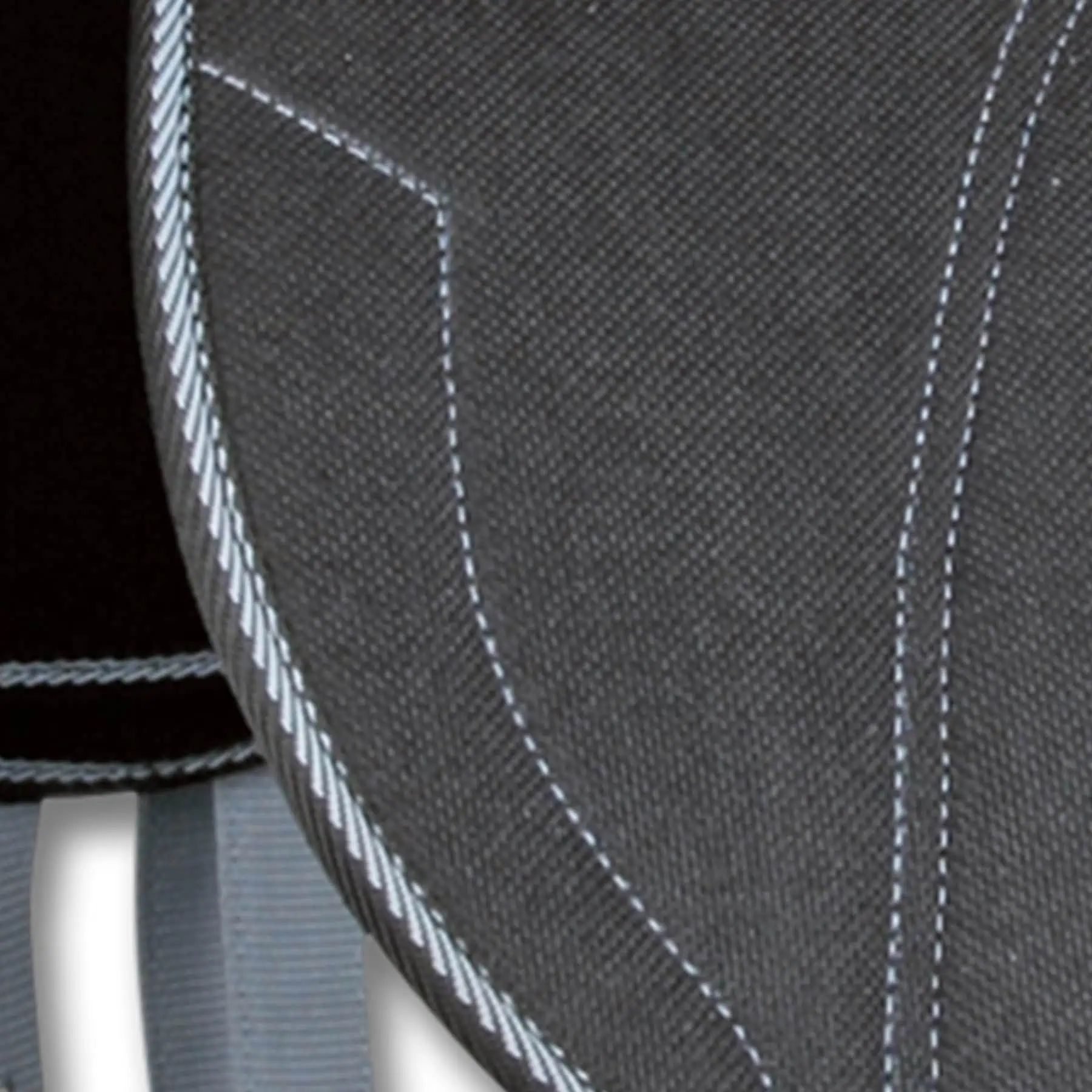 Coussin d'équitation enfant Waldhausen, noir/gris, avec étriers, détail, couture