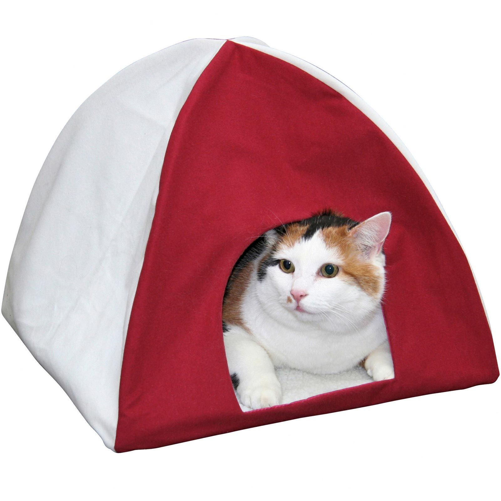 Kerbl Cat Tent TIPI, Cat Cave 40x40x35cm with Washable Fleece Lining, in use