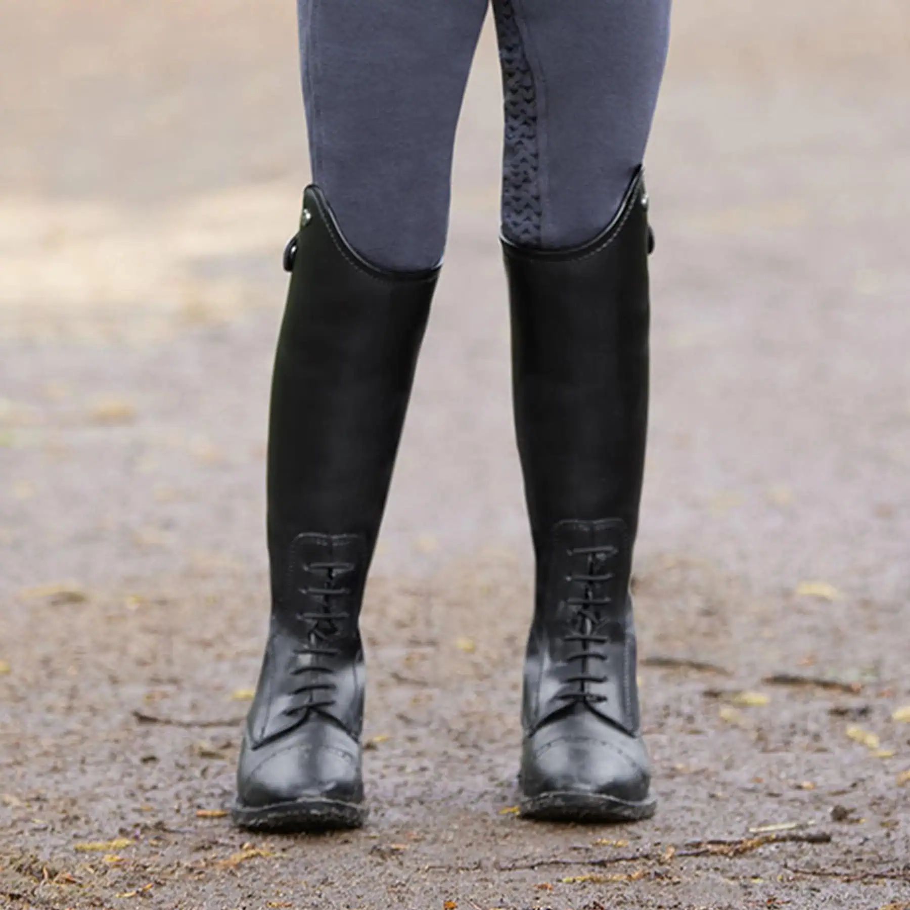 Bottes d'équitation ELT Portland, aspect cuir lisse, déperlantes, enfant noir 31