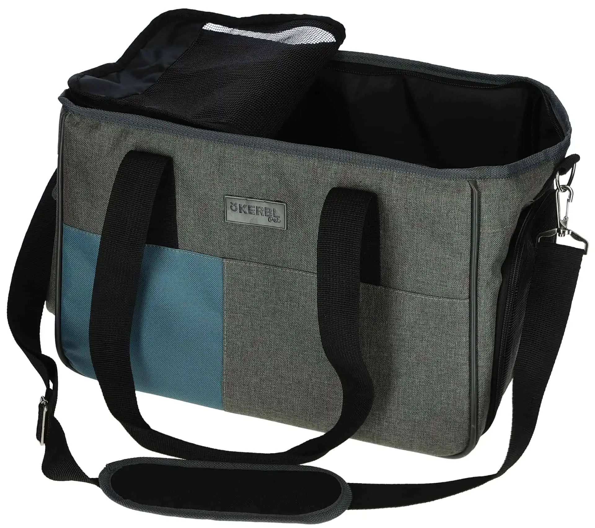 Sac de transport Kerbl Vacation pentru câini, gri/albastru, 40x20x27 cm, produs în vrac