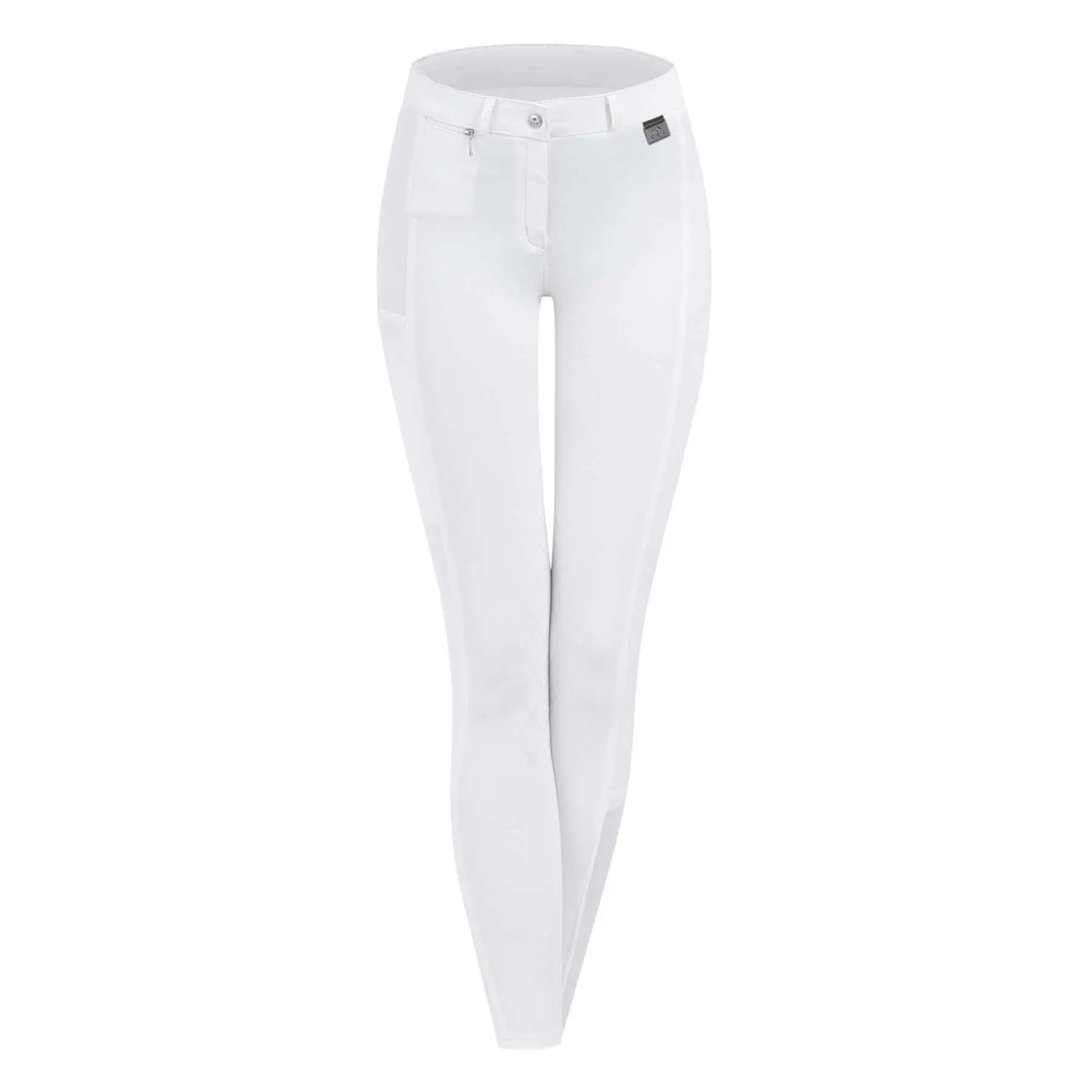 Pantalon d'équitation ELT Micro Genou Silicone, coupe classique, blanc D44