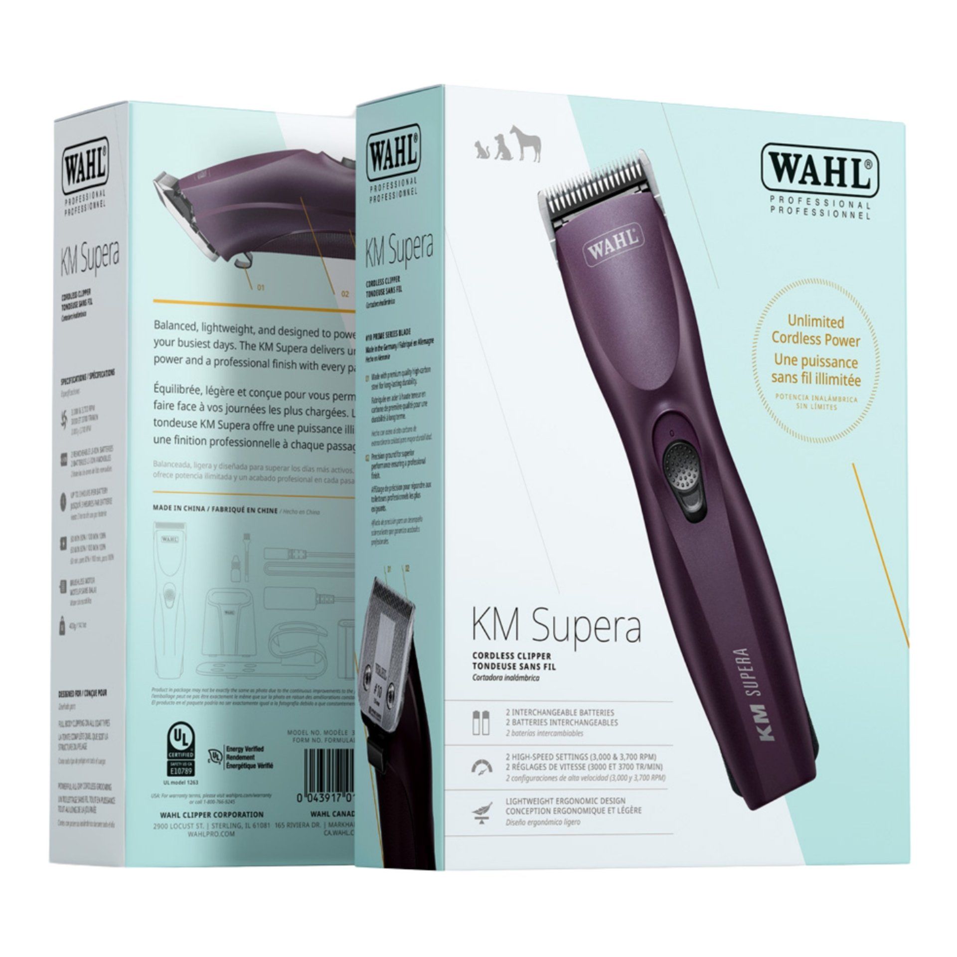 cordless clipper, hair trimmer, KM Supera, purple, electric grooming