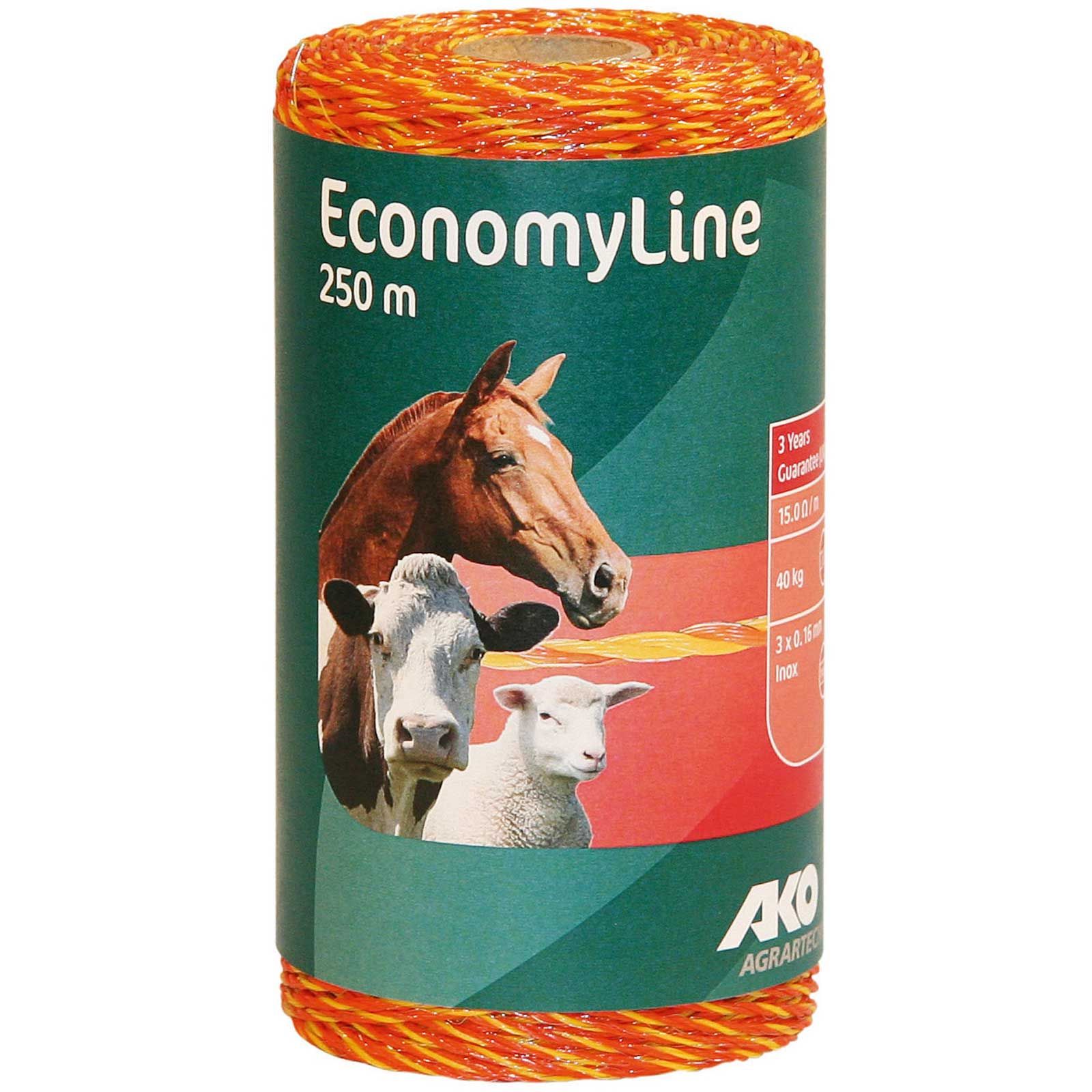Ako Weidezaunlitze EconomyLine 3x0.16 Niro, gelb-orange