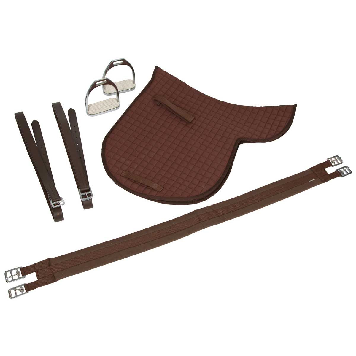 Covalliero Set sella in pelle per pony, completo 5 pezzi, Haflinger marrone