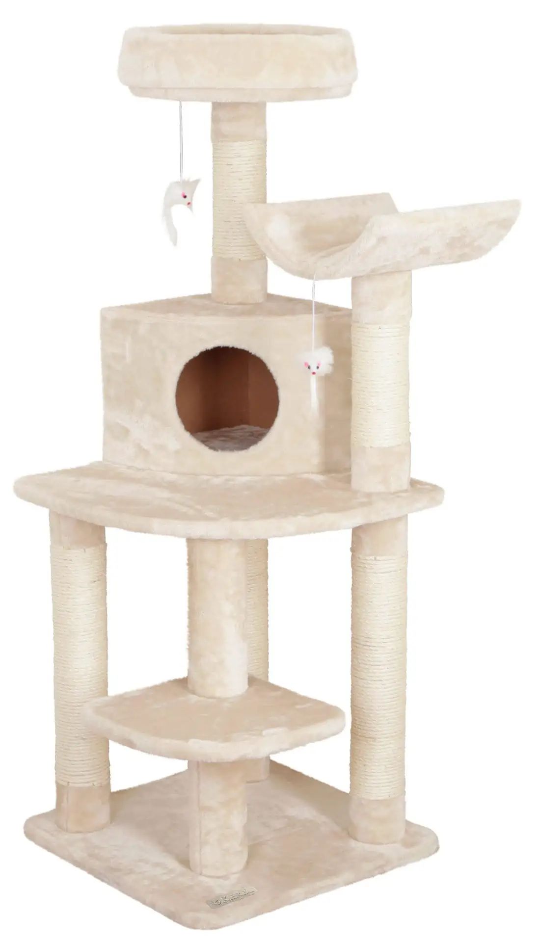 Tiragraffi angolare Zirkonia Kerbl per gatti, beige, 56 x 56 x 130 cm