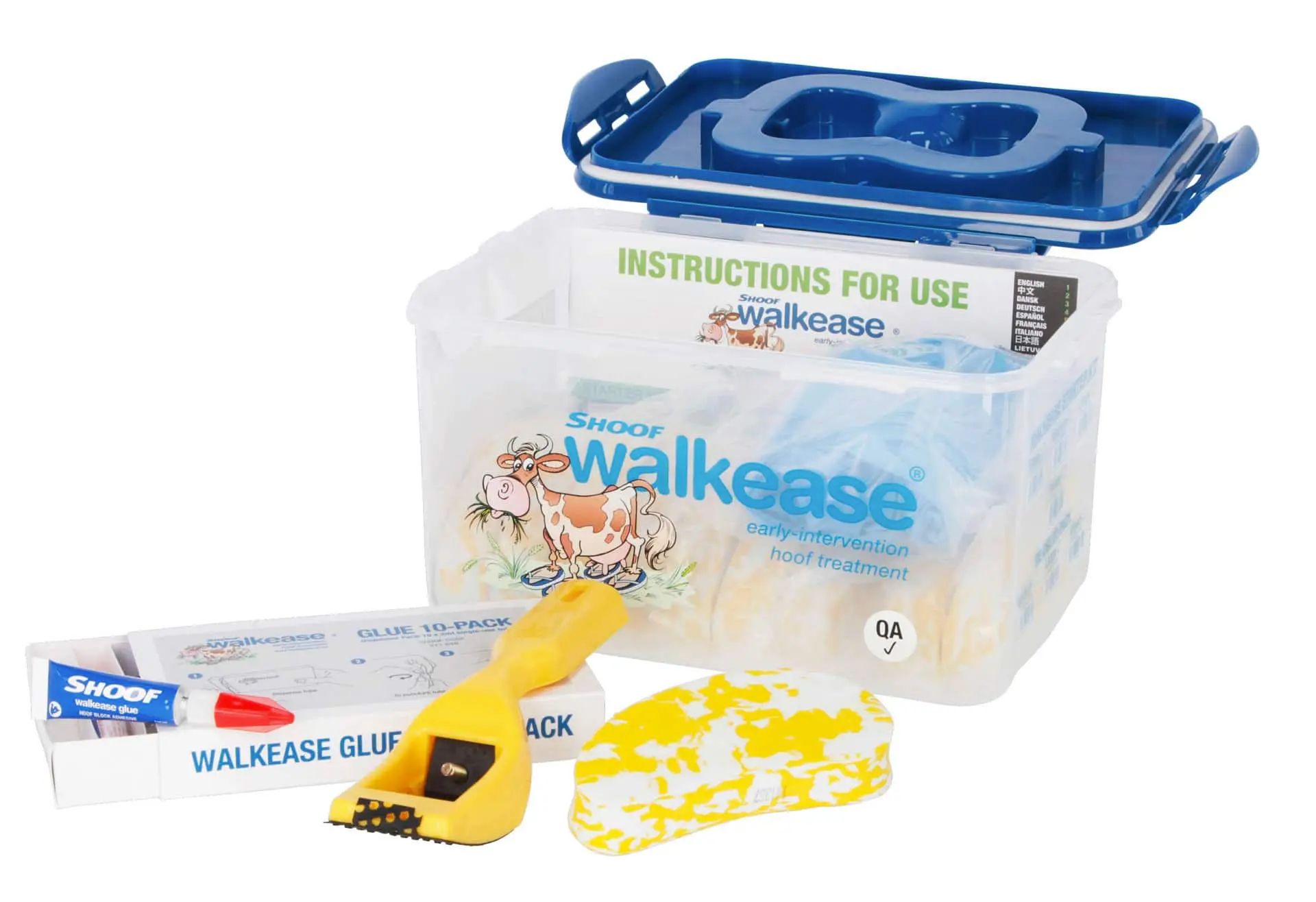Kerbl Walkease Klauenblock-Starter-Set – EVA-Klotz mit Sekundenkleber, gelb Größe M