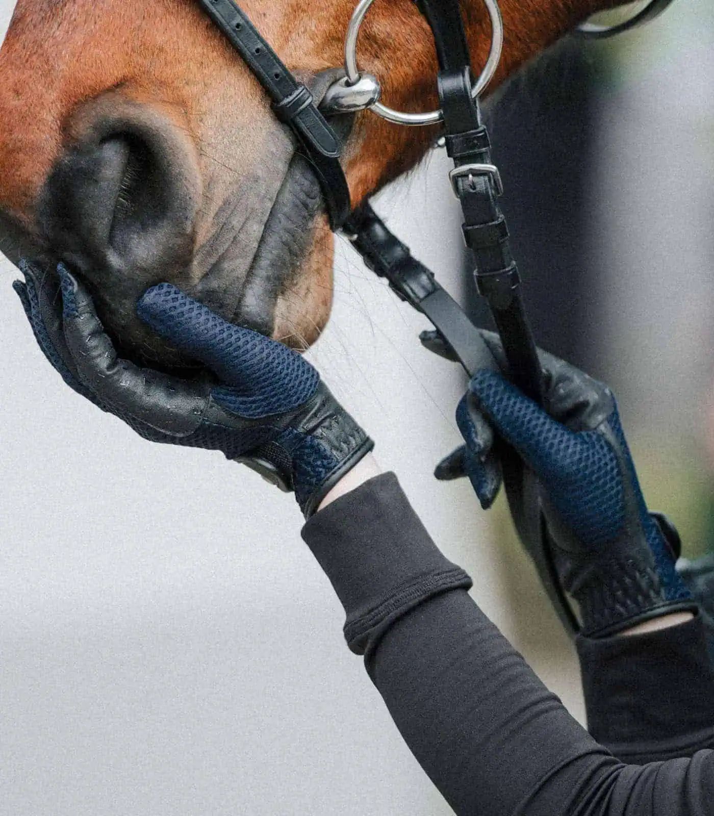 ELT Gants d'équitation Nantes, gant d'été sportif en mesh, bleu profond, XS