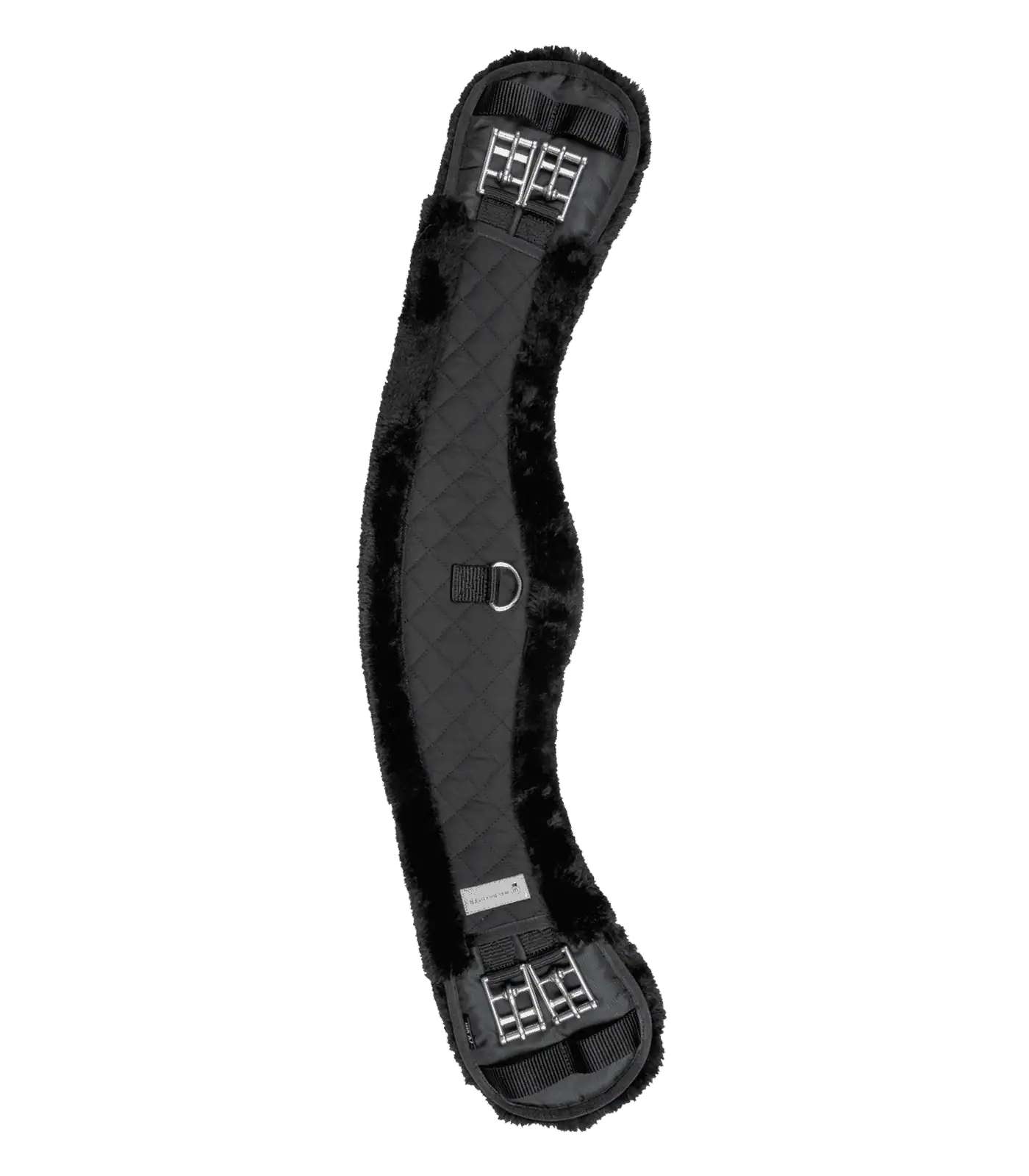 Waldhausen Sangle demi-lune courte avec fourrure teddy, noir/noir, 50 cm