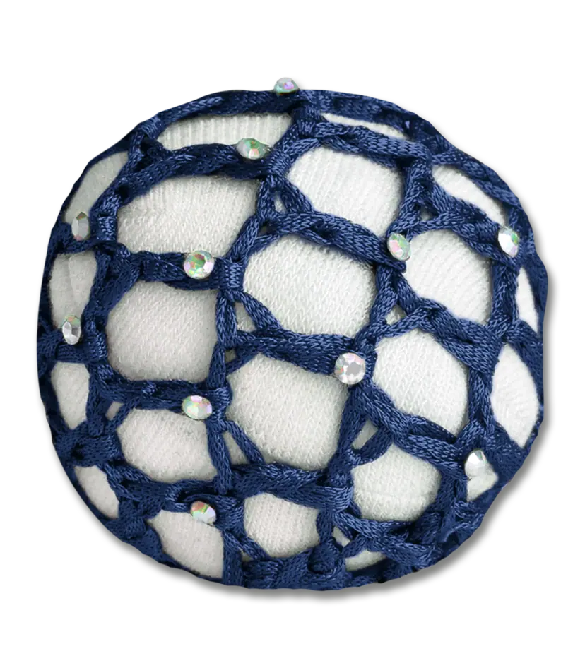 Résille à chignon Waldhausen avec strass pour bombe d'équitation, bleue