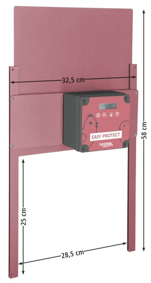 Kerbl Ușă automată pentru găini Easy Protect, 32,5 x 58 cm, roz, desen cu dimensiuni