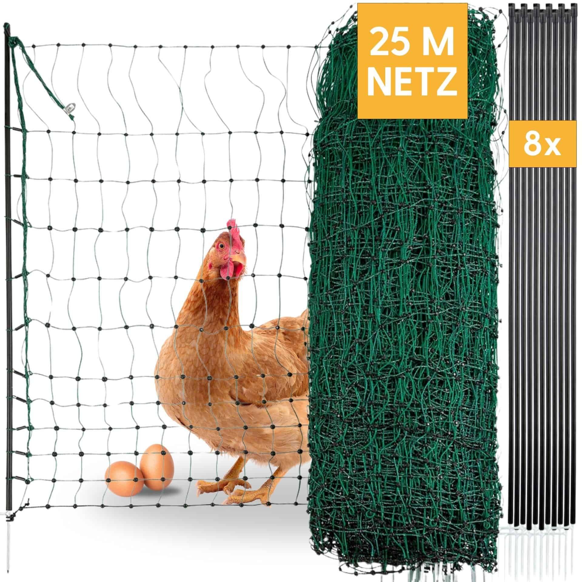 Agrarzone Geflügelnetz Classic ohne Strom, Doppelspitze, grün 25 m x 112 cm