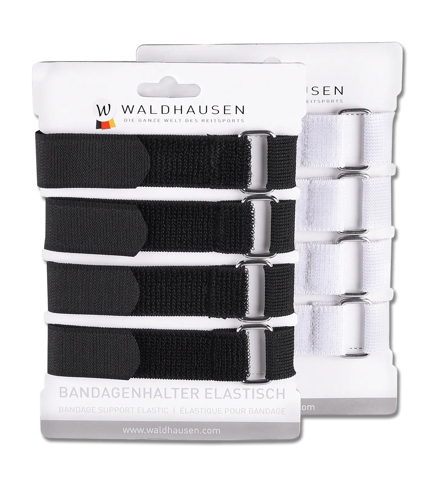 Waldhausen Fixations élastiques pour bandages, lot de 4 sur carte, blanc