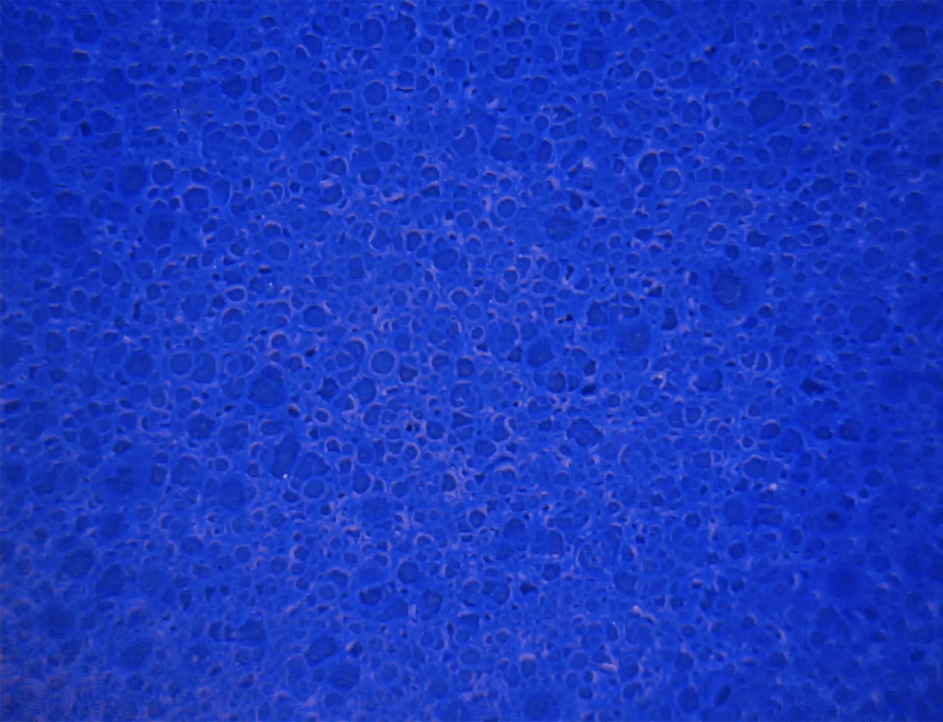 Nahaufnahme eines blauen porösen Schwammmaterials