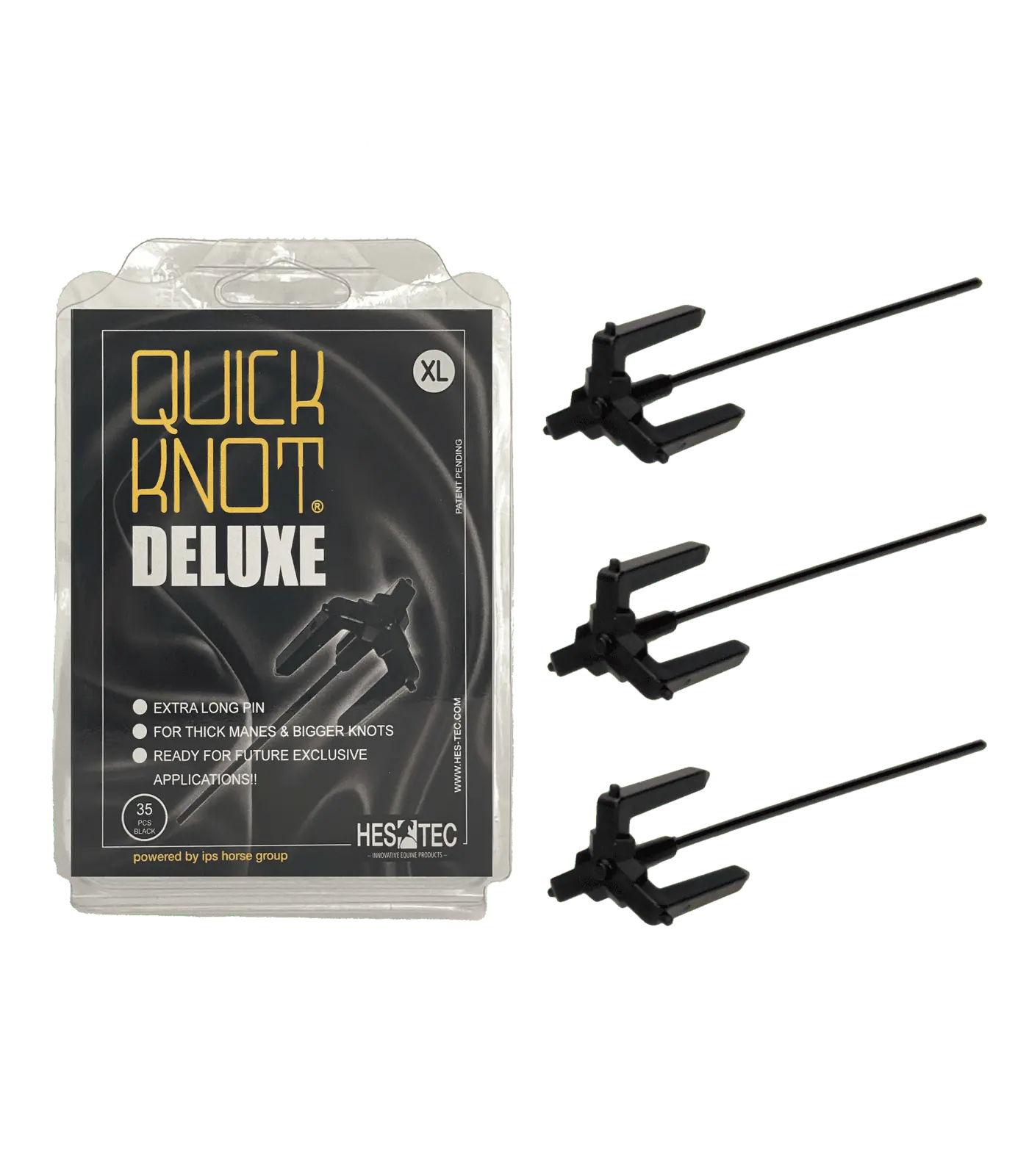 Hes-tec Quick Knot Deluxe Einflechthilfe für Turnierzöpfe, XL, Schwarz