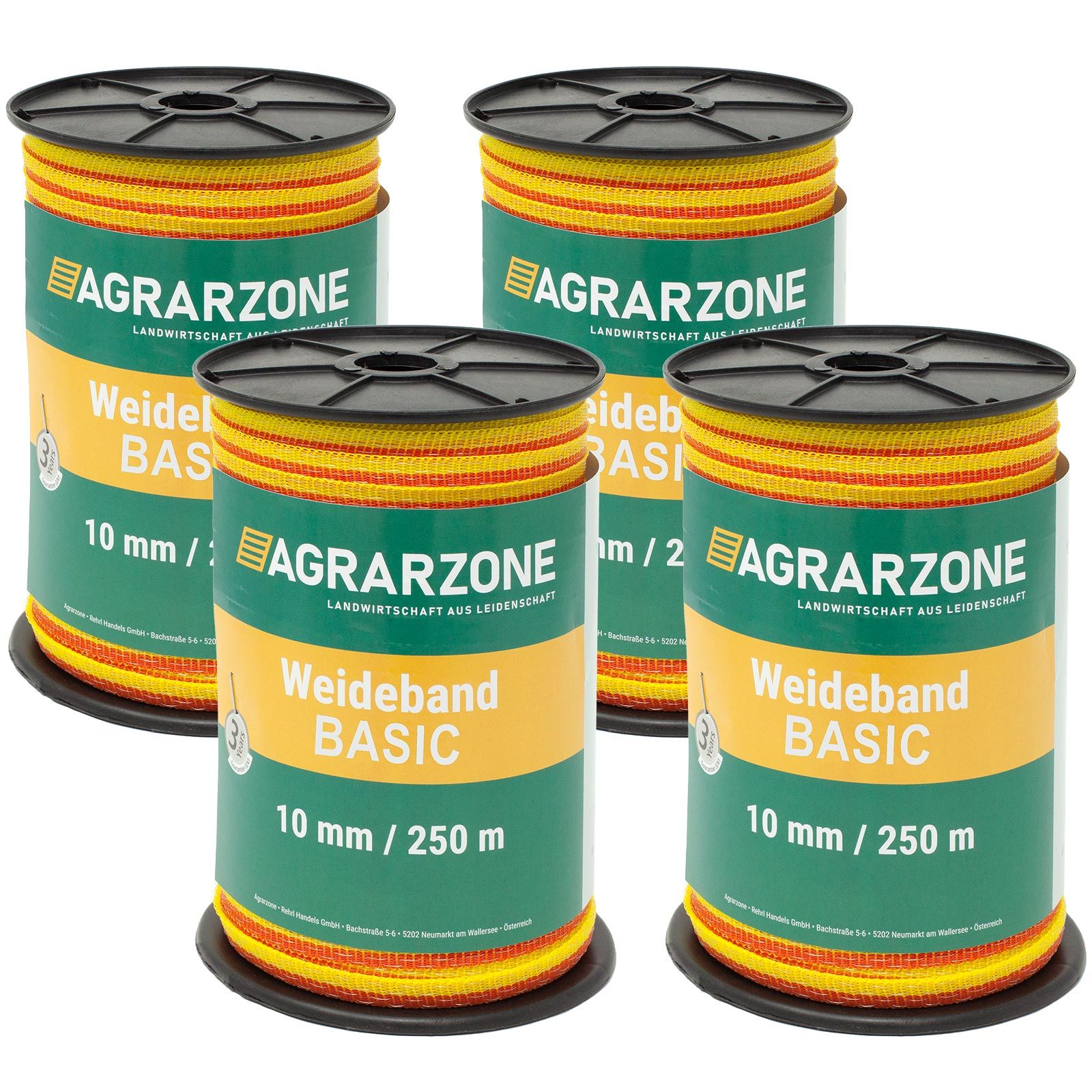 Agrarzone Weidezaunband Basic 10mm, 4x0.16 Niro, gelb-orange 1000 m x 10 mm