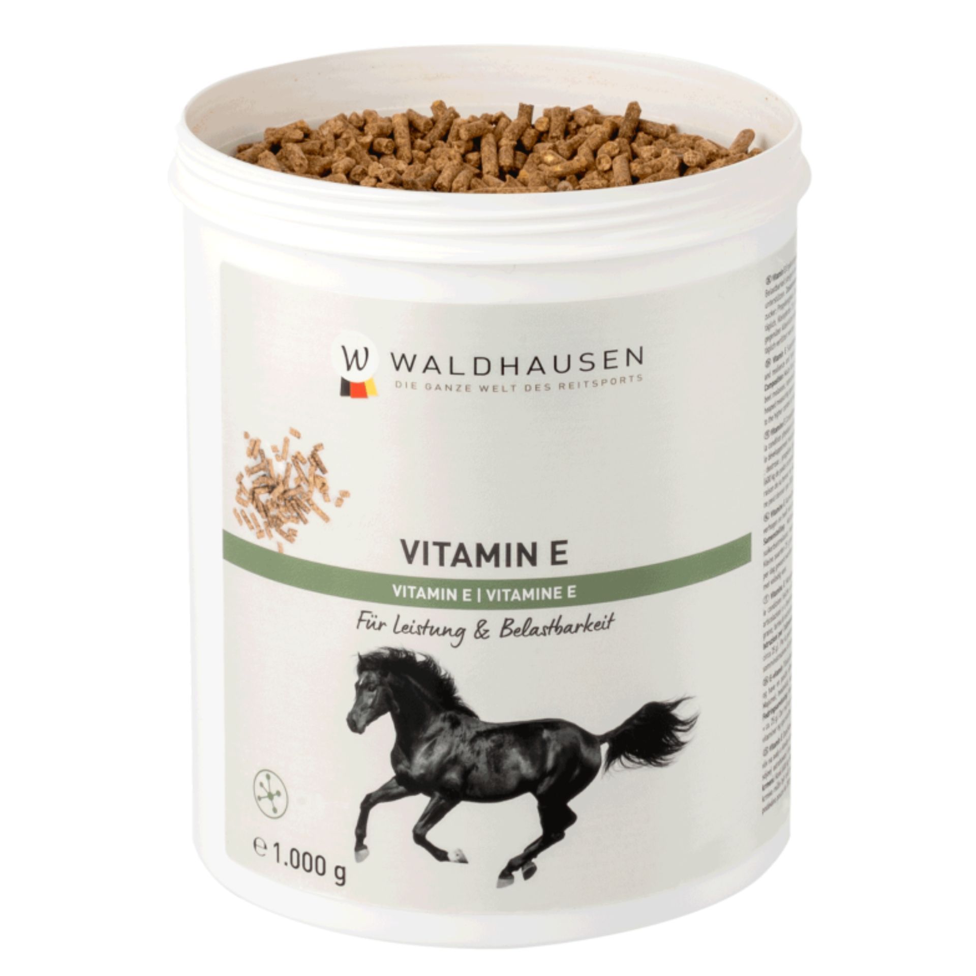 Waldhausen Vitamin E Forte Pellets, für Leistung & Belastbarkeit, 1 kg, Vorderansicht