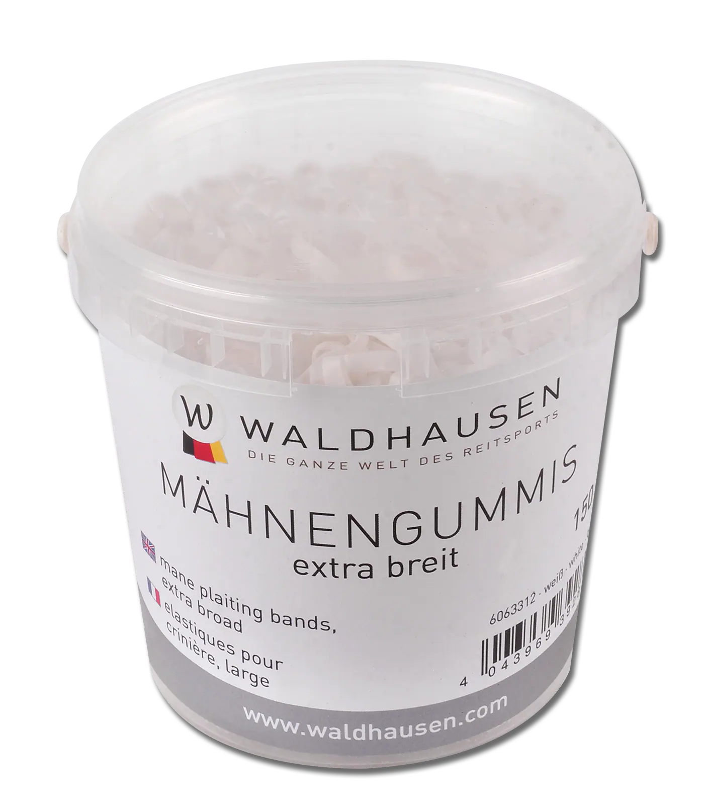Waldhausen Mähnengummis extra breit im Eimer, 150 g, weiß