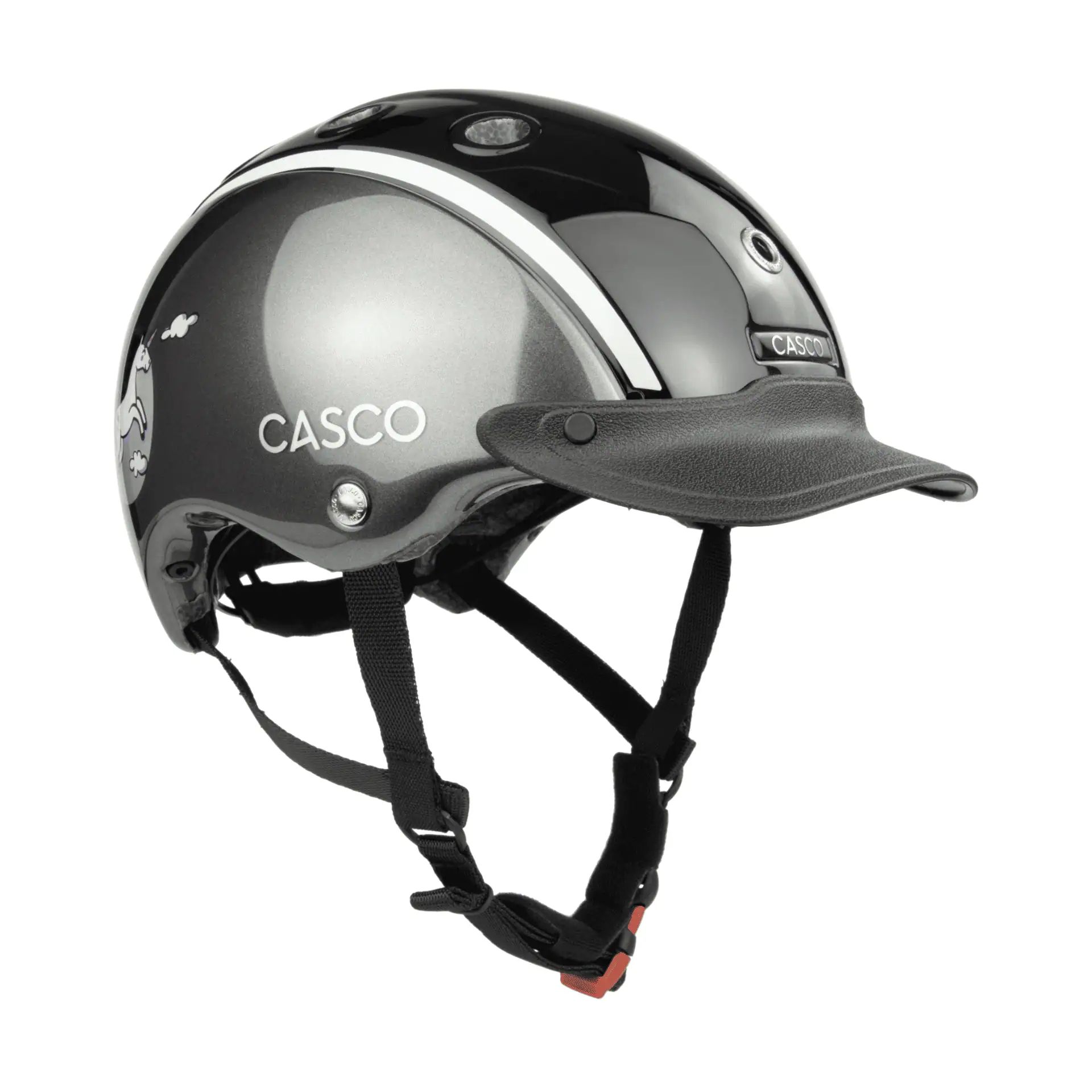 Casque d'équitation Casco Nori Iconic, casque enfant avec protection nuque, Moonbeam Anthracite XS