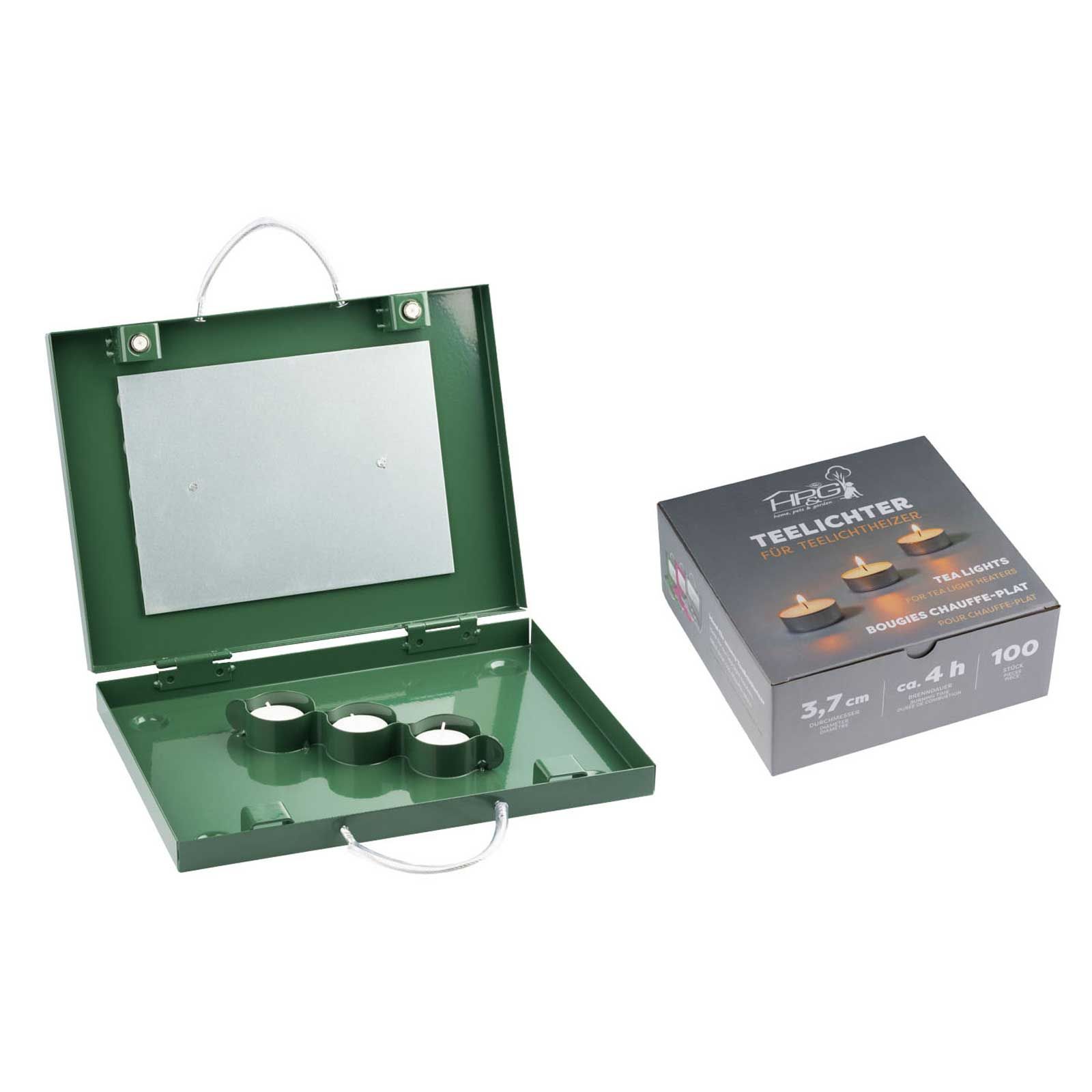 Eurohunt, Scaldino per mani e piedi a candela verde - 100 candele incluse, contenuto della confezione