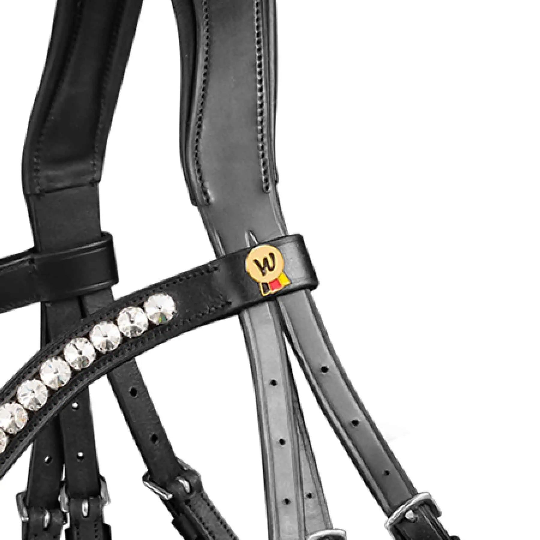 Waldhausen Trensenzaum S-Line Timeless, schwedisch kombiniert, Detailansicht, Logo