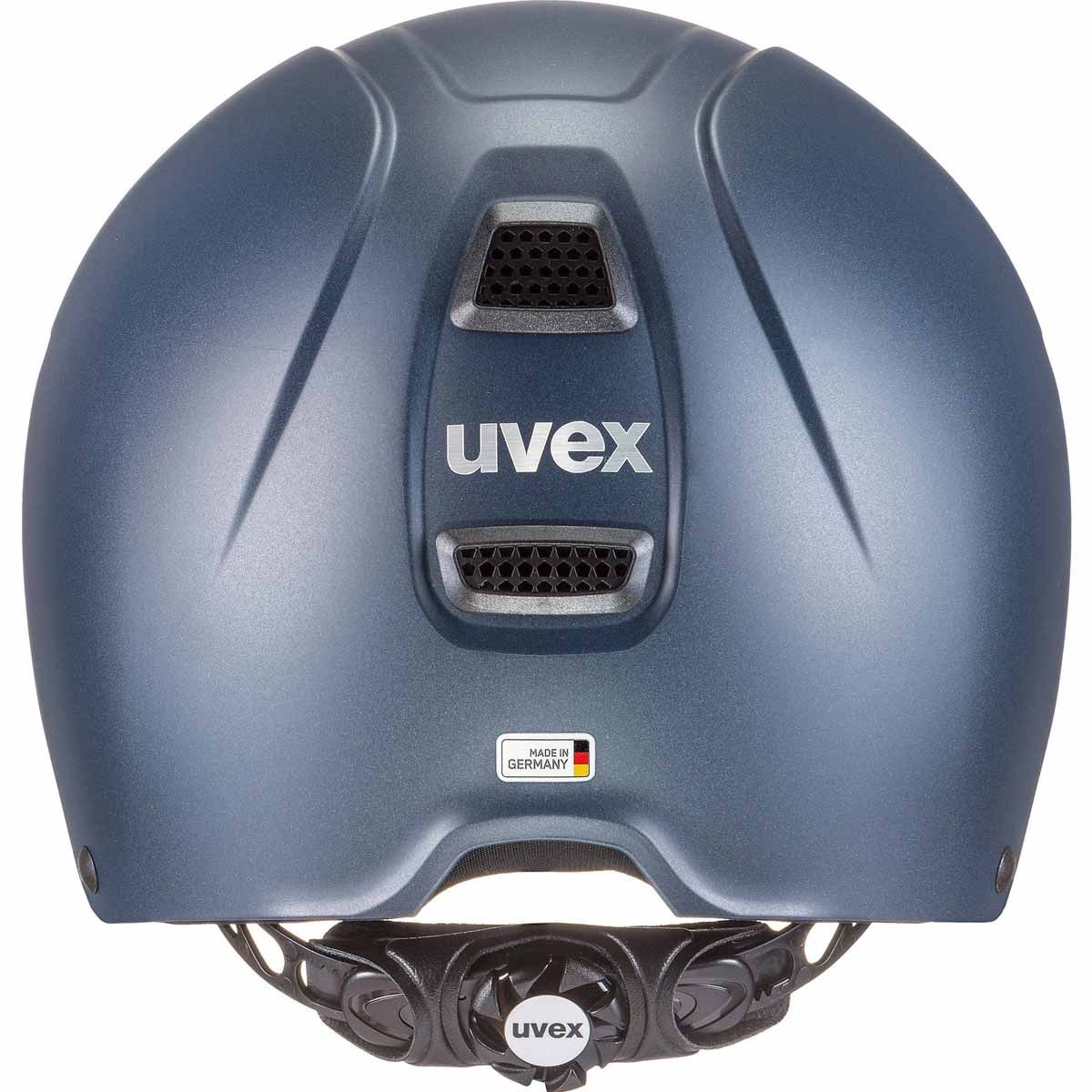 uvex perfexxion II riding helmet with ponytail cutout, 3D-IAS, rear view