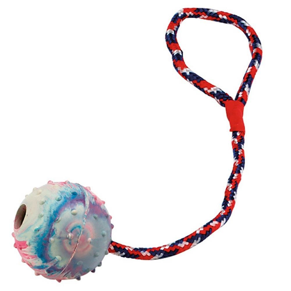 Kerbl Palla su corda per cani, gomma naturale con campanello, 30 cm, prodotto sfuso