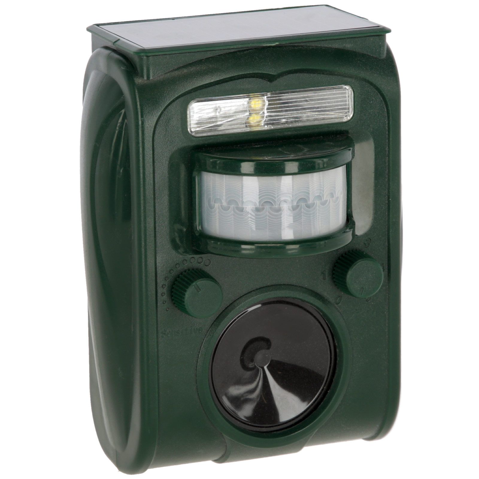 Kerbl SonicFlash répulsif à ultrasons avec panneau solaire, vue de face