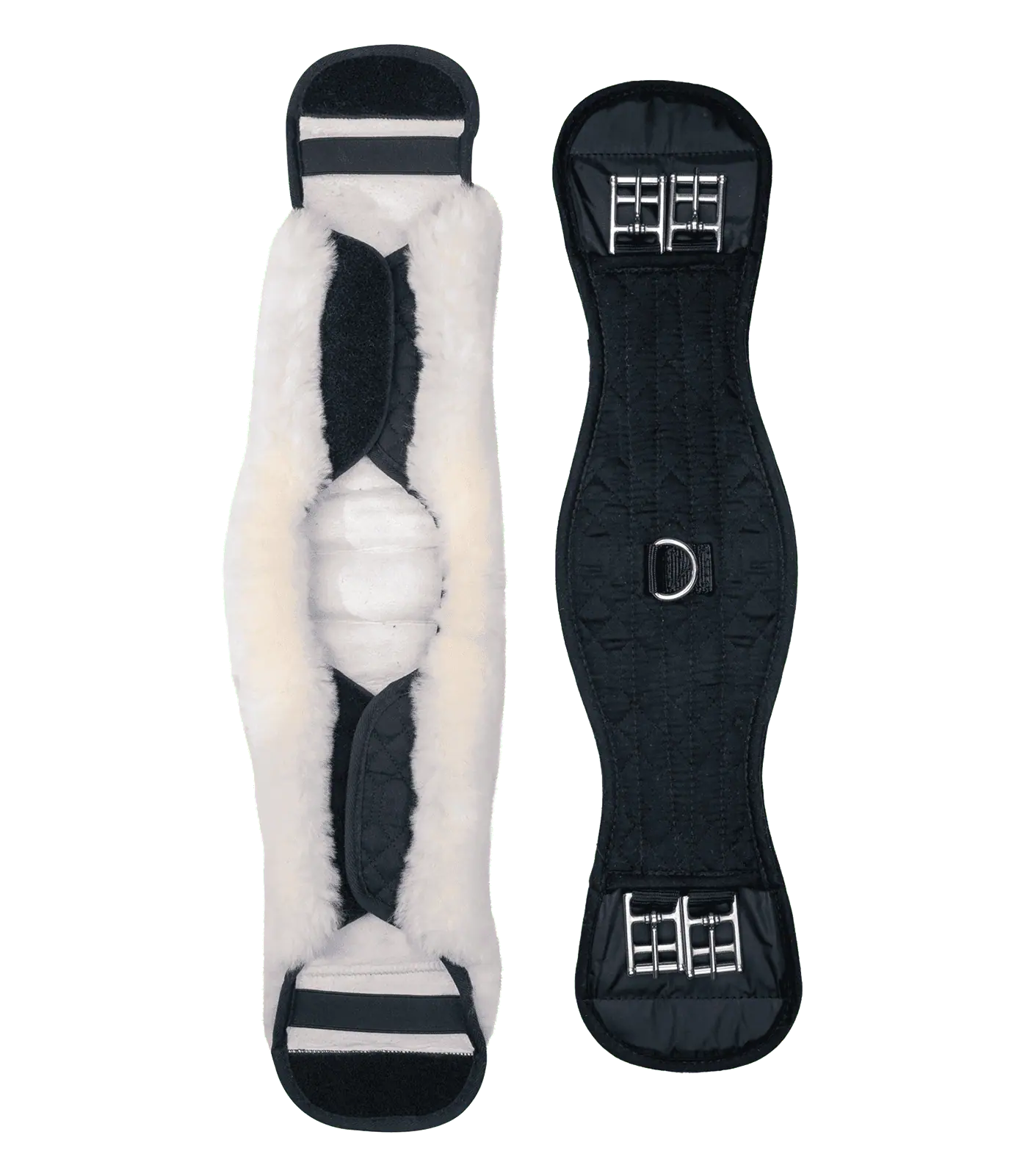 Waldhausen Kurzgurt Lammfell, Sattelgurt mit Echtfell-Bezug, 60 cm, schwarz/natur