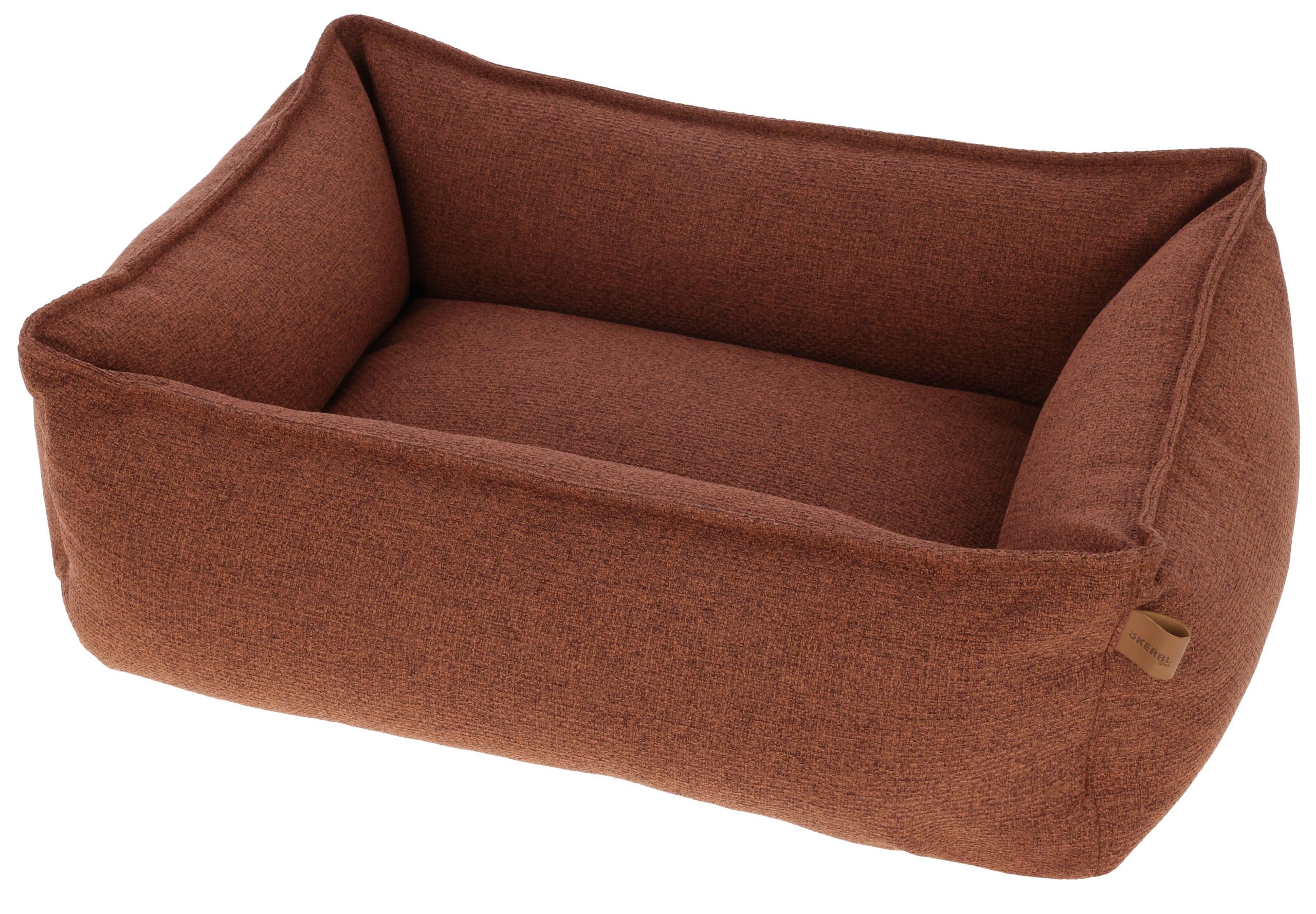 dog bed, pet bed, rectangular, brown, fabric