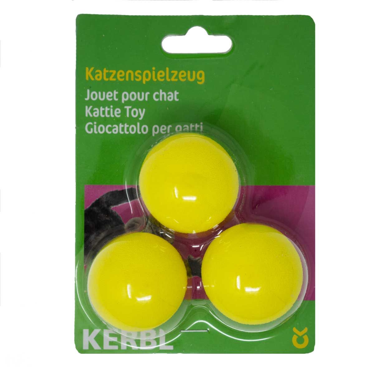 Kerbl Palla di Schiuma Giocattolo per Gatti 4,5 cm Gialla, 3 pz., confezione