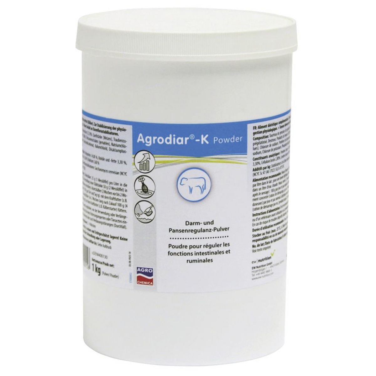 Aliment pour veaux Agrodiar-K Powder, boisson diététique 1 kg, emballage