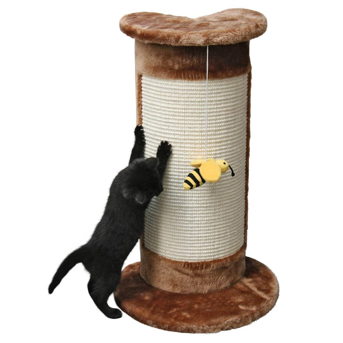 Kerbl Corner Cat Scratching Post CORNER, 58 cm, Sisal, with Bee on Band, in use