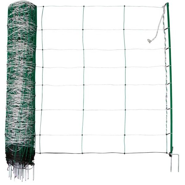 Filet à moutons AKO TopLine Plus électrifiable, double pointe, blanc-vert, 50 m x 108 cm